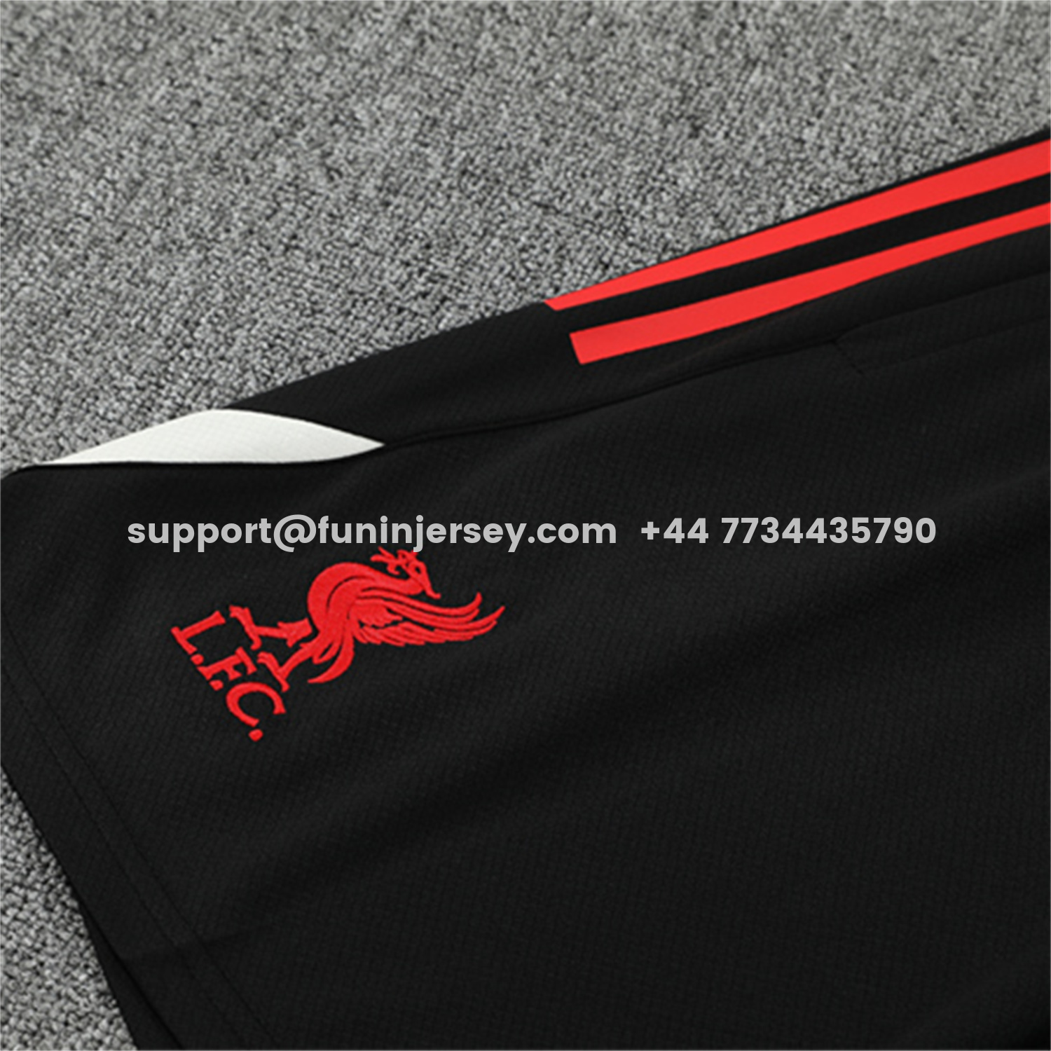 Funinjersey-Liver.pool 25-26 Kids Short-Sleeve Training Set - Red Top & Black Shorts