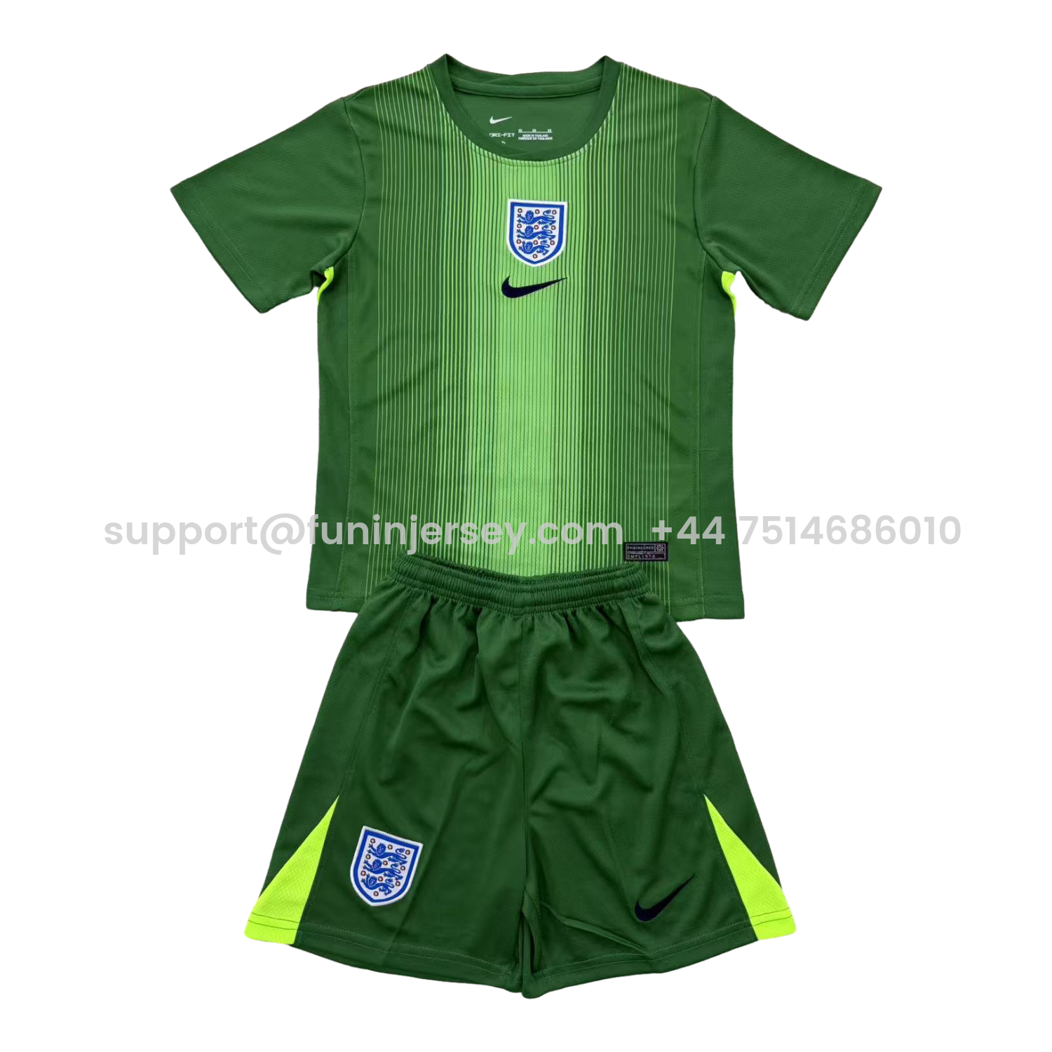 Funinjersey-England 25-26 Green Goalkeeper Men's Adult Jersey Set - Fans Version