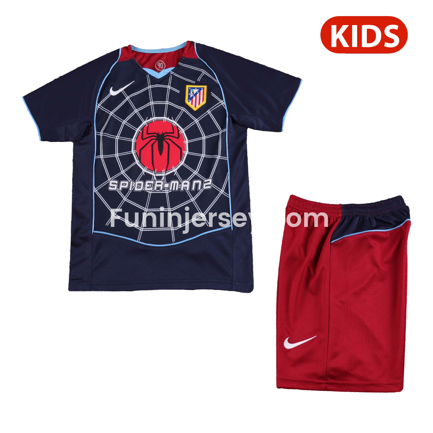 Funinjersey-Retro Atletico Madrid 2004-05 Away S.p.i.d.e.r M.a.n Special Kids Kit