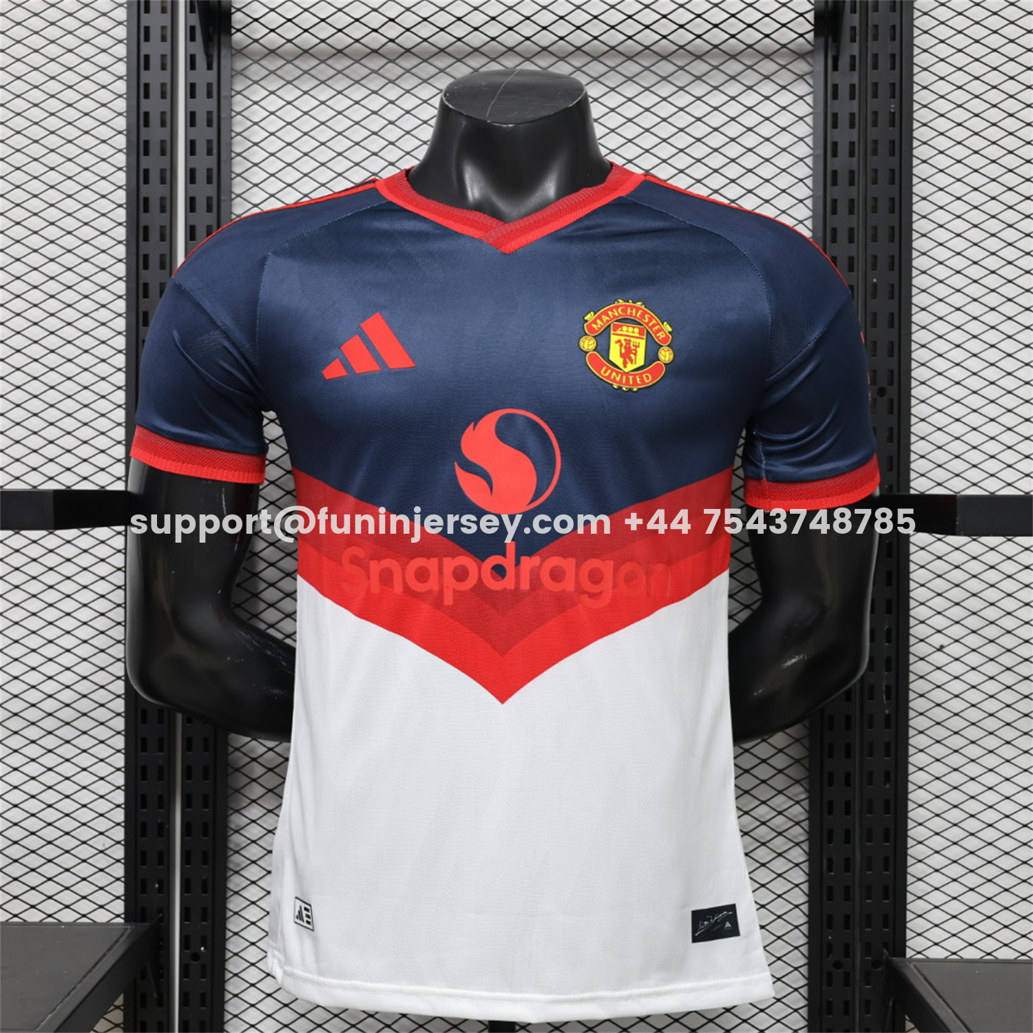 Funinjersey-Manchester United 26-27 Retro Casual Style Blue White Jersey - Player Version
