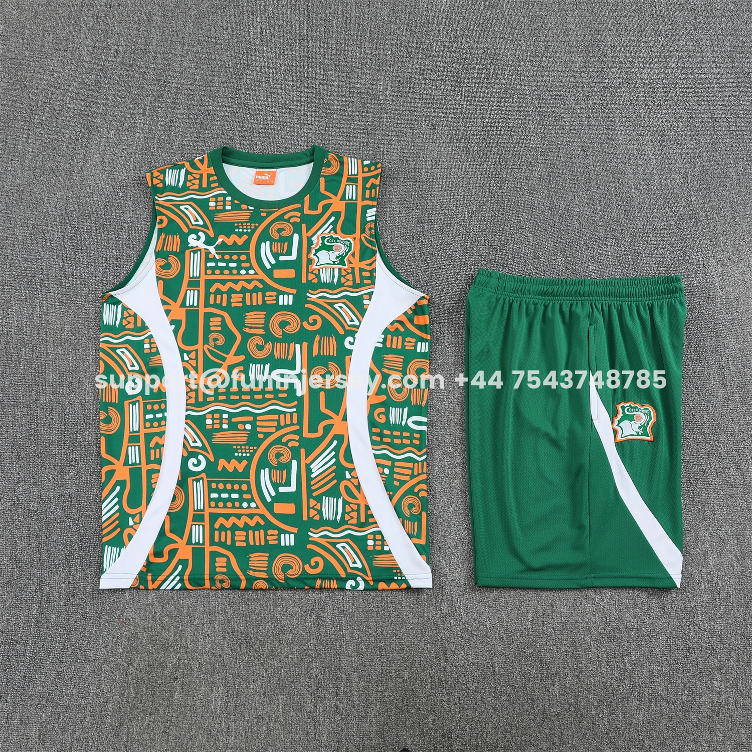 Funinjersey-Ivory Coast 2026 Vest Training Set - Green Vest and Shorts