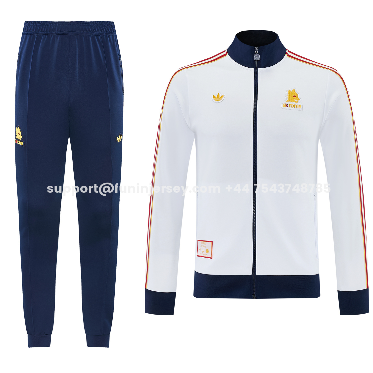 Funinjersey-AS Roma 25-26 Originals LFSTLR Jacket Training Tracksuit - White Top and Blue Pant