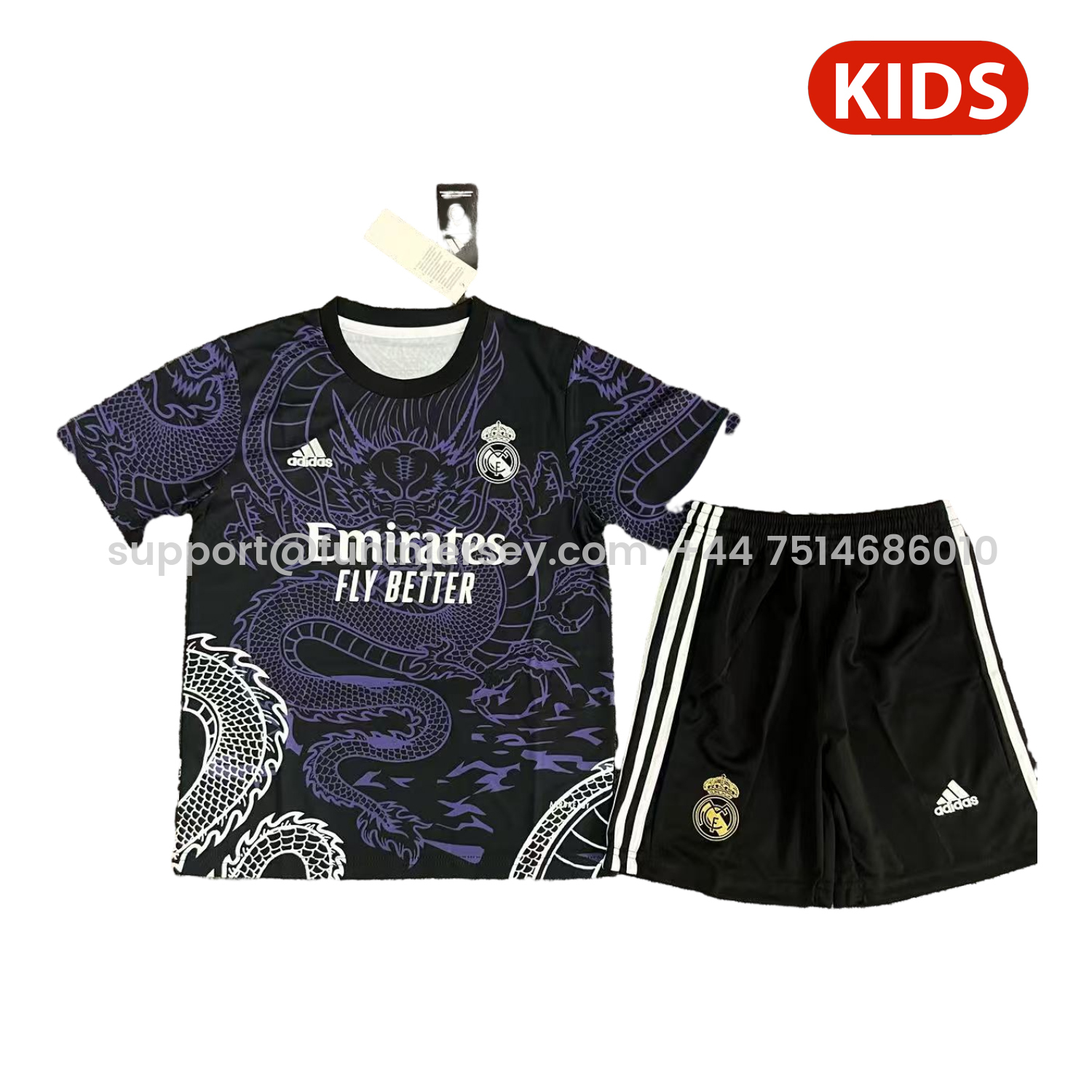 Funinjersey-Real Madrid 25-26 White And Purple Dragon Black Special Kids Kit