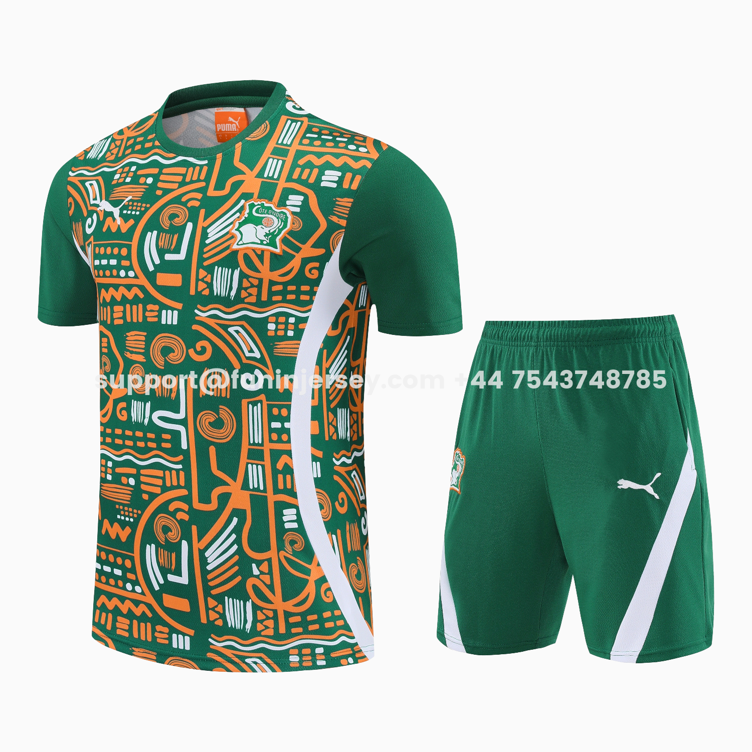 Funinjersey-Ivory Coast 2026 Short-Sleeve Training Set - Green Top and Shorts