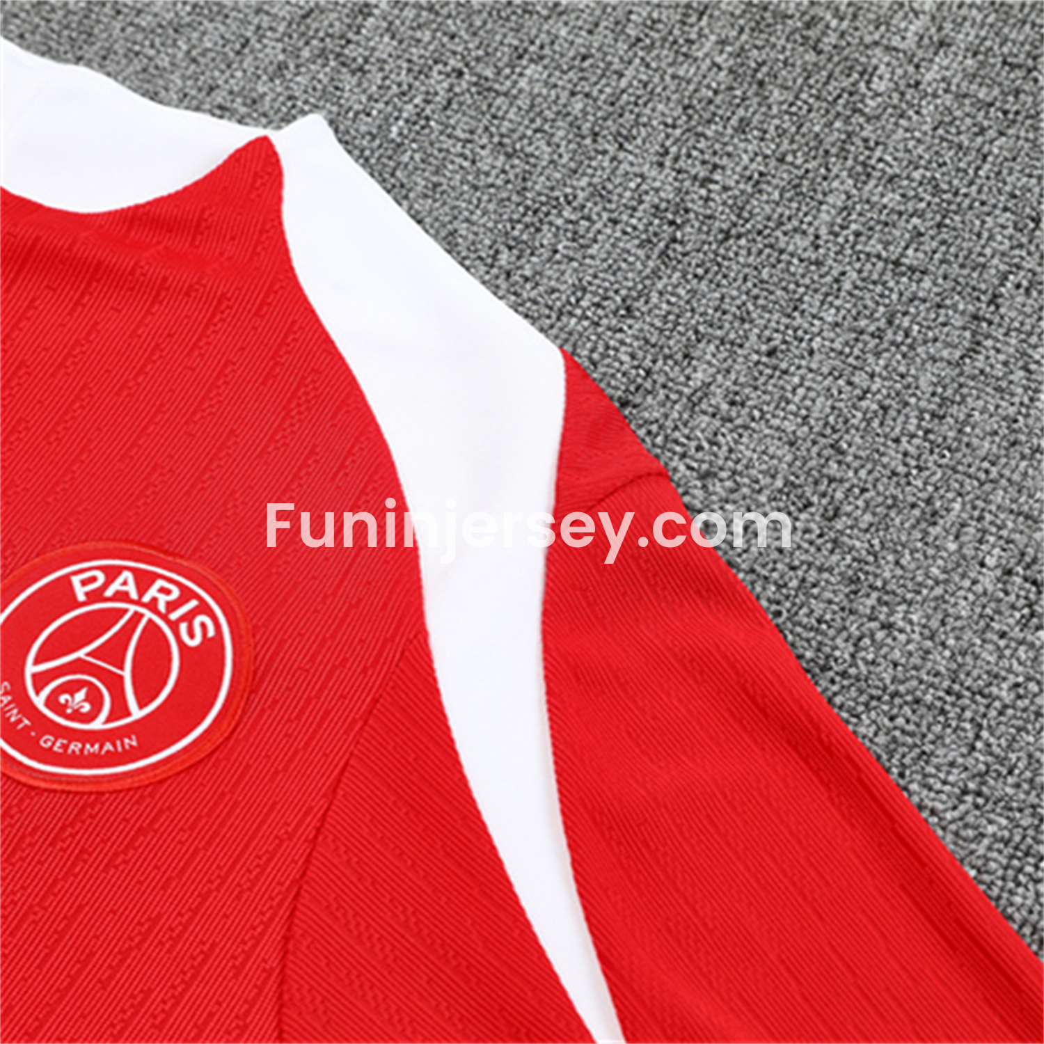 Funinjersey-Paris Saint-Germain PSG 25-26 Kid Long Sleeves Training Set - Red Top & Royal Blue Pants