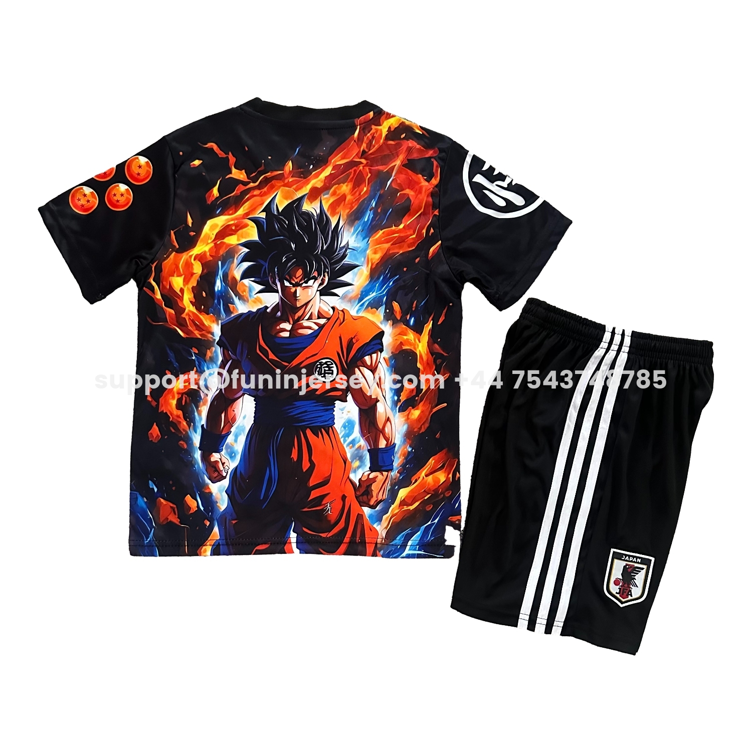 Funinjersey-Japan 25-26 Red Blue Flame Son Goku Special Kids Kit
