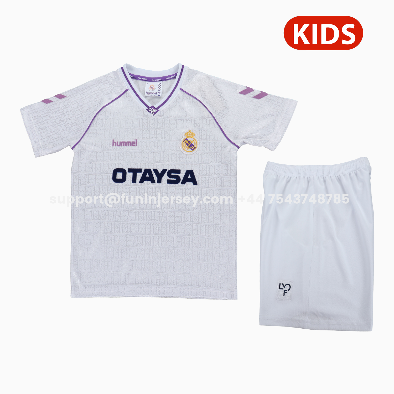 Funinjersey-Retro Real Madrid 1990-92 Home Kids Kit