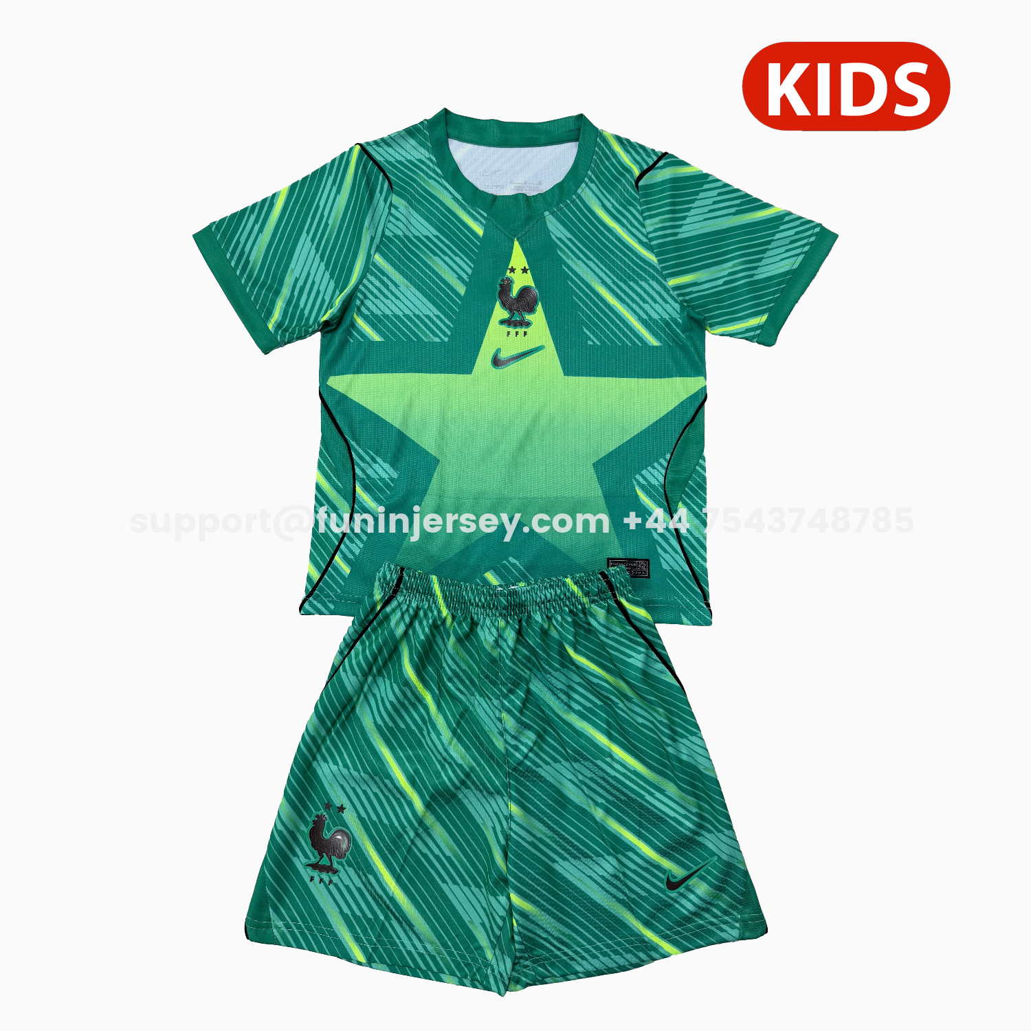 Funinjersey-France 2026 Green Goalkeeper Kids Kit