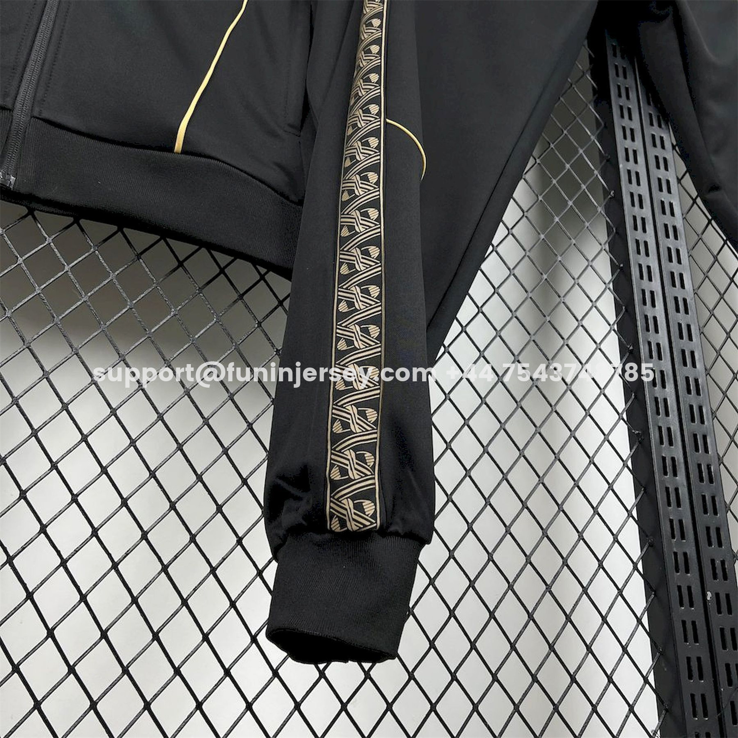 Funinjersey-Portugal 25-26 Eusebio Special Windbreaker Training Set - Black White Top and Pants