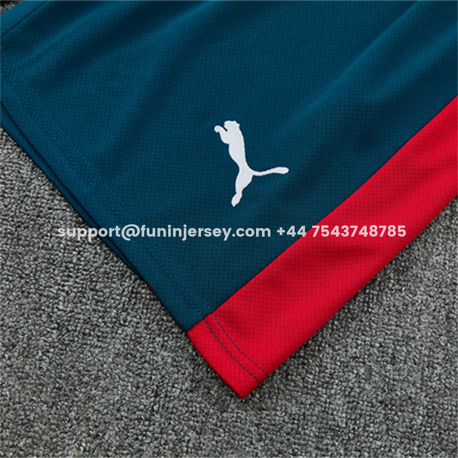 Funinjersey-Portugal 2026 Kids Short-Sleeve Training Set - Colors Top & Dark Teal Blue With A Red Stripe On The Side Pants