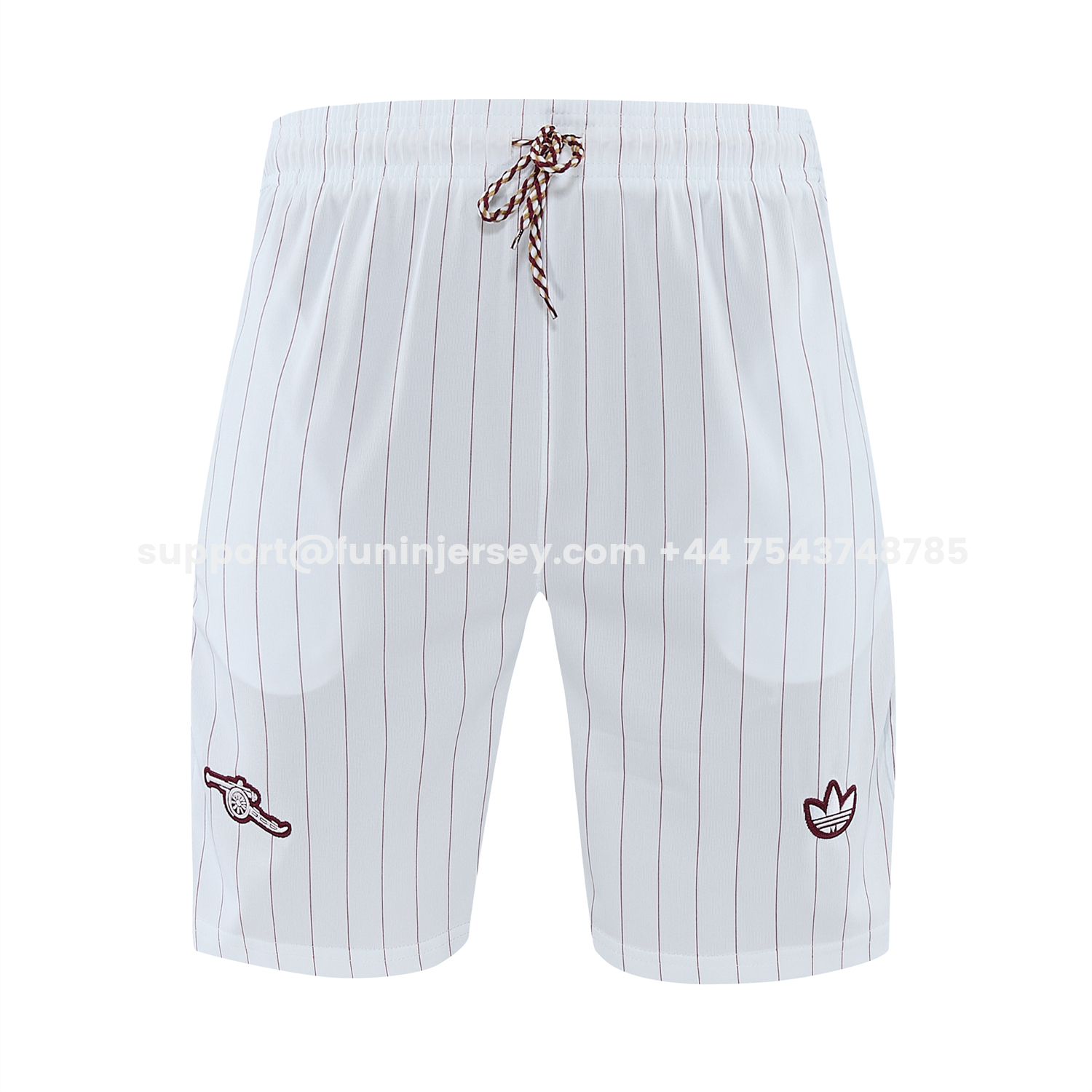 Funinjersey-Arsenal 25-26 Retro Style Vest Training Set - White With Burgundy Stripes And Collar Top & Pants
