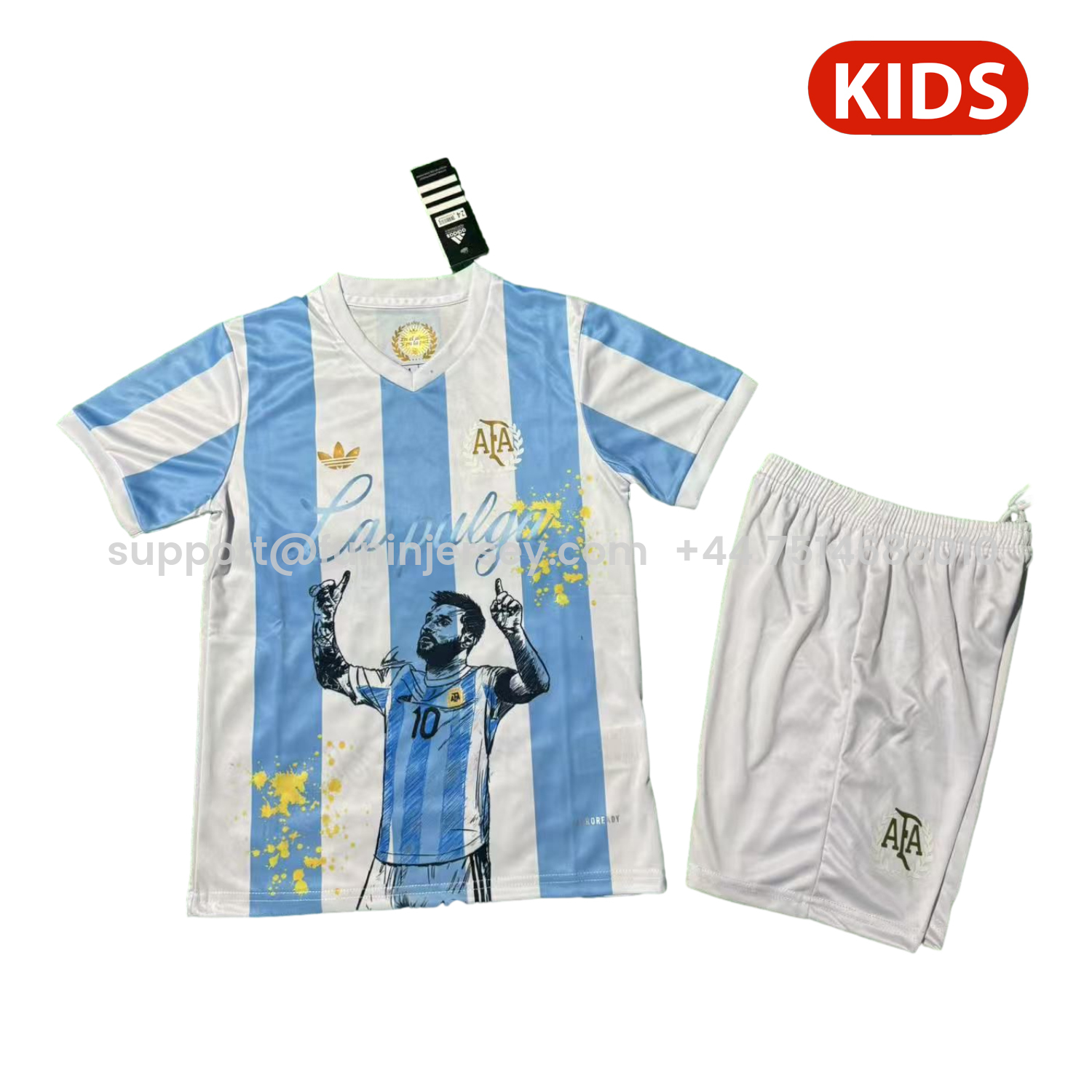 Funinjersey-Argentina 25-26 50th Anniversary Messi Graffiti Special Kids Kit