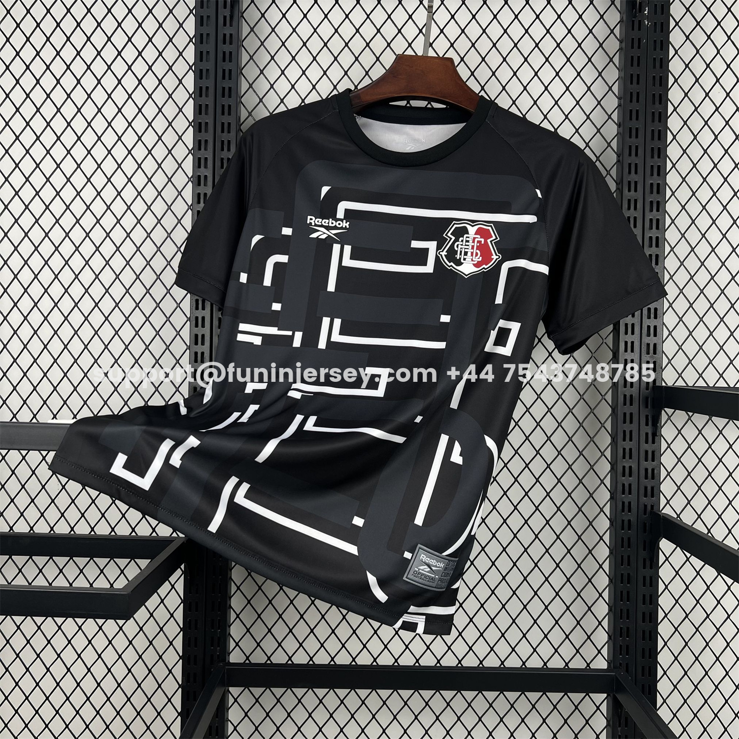 Funinjersey-Santa Cruz 26-27 Pre-Match Black With White Lines Jersey - Fans Version
