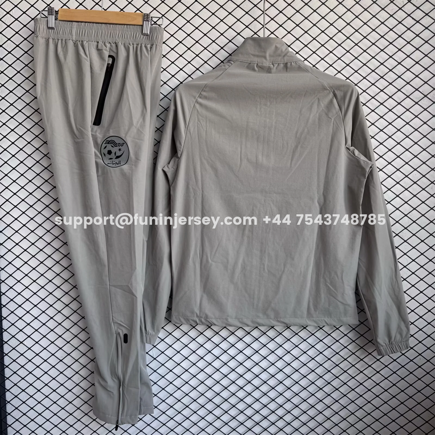 Funinjersey-Algeria 25-26 Windbreaker Training Set - Grey Top and Pants