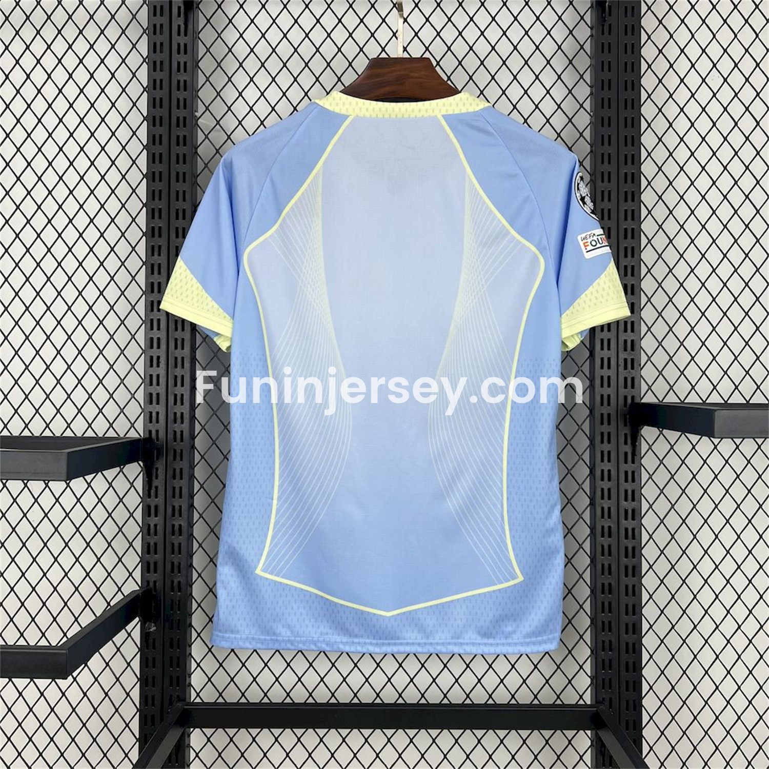 Funinjersey-Barcelona 25-26 T90 Yellow Lines Light Blue Special Jersey - Fans Version