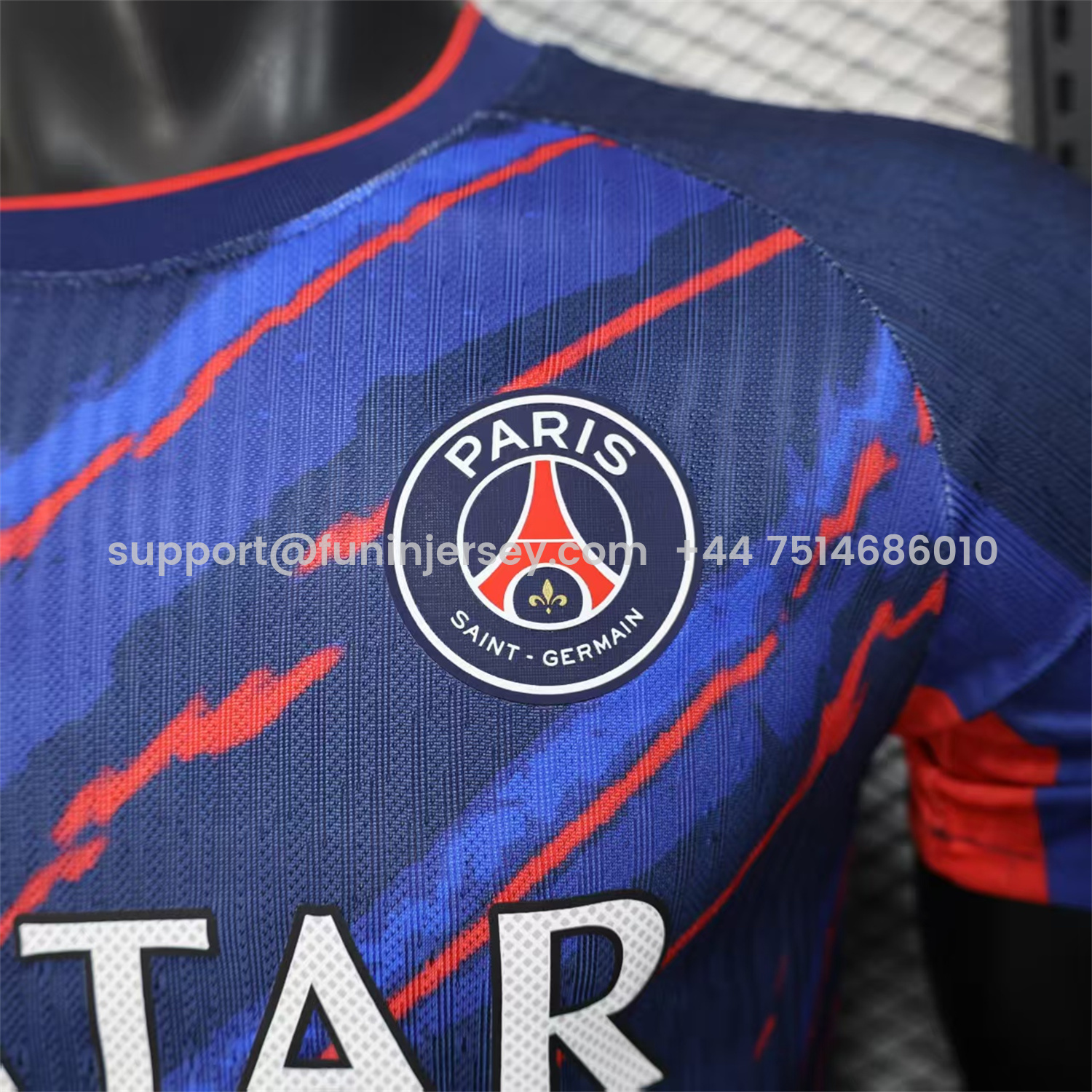 Funinjersey-Paris Saint-Germain PSG X JD 25-26 Red Line Blue Special Edition Jersey - Player Version