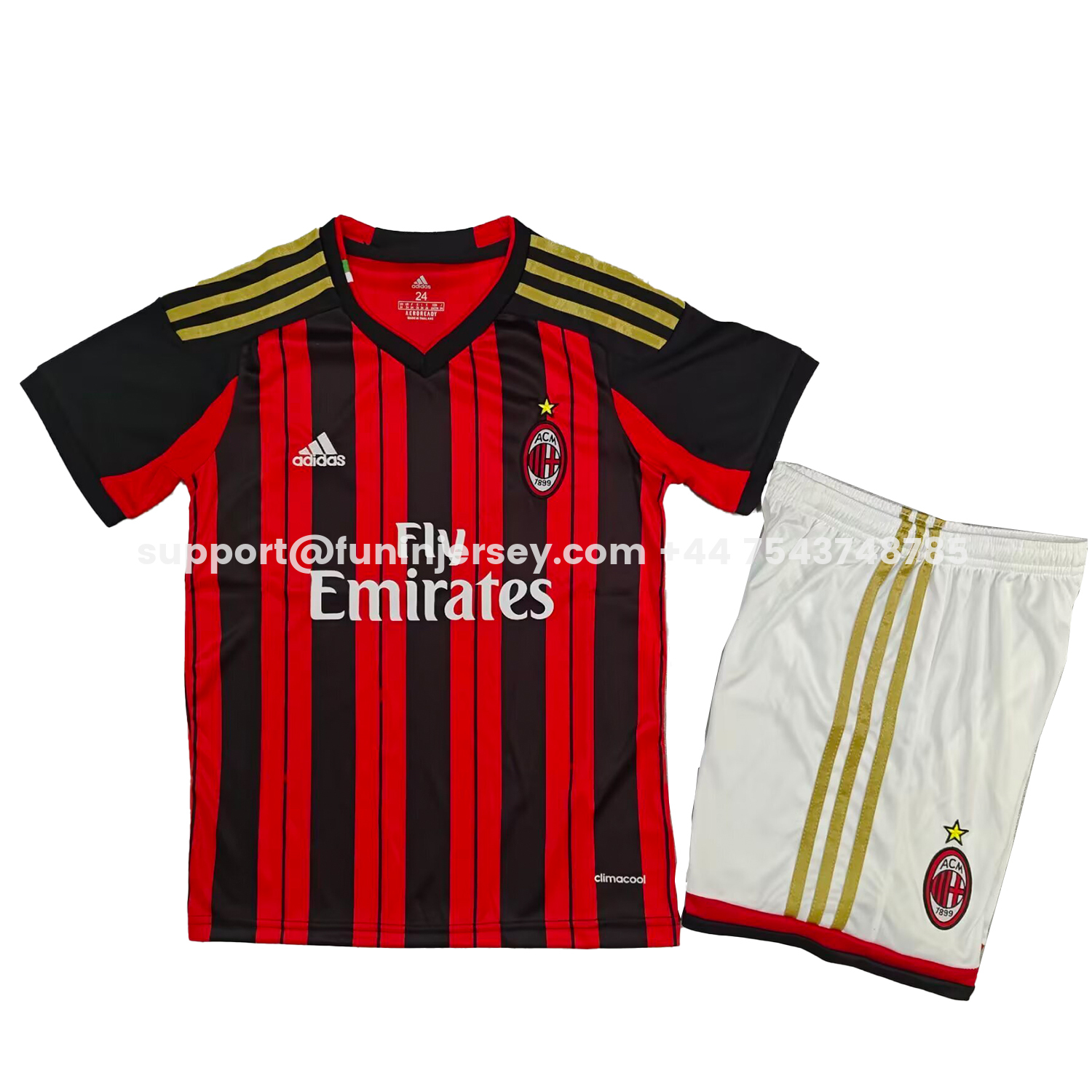 Funinjersey-Retro AC Milan 2013-14 Home Kids Kit