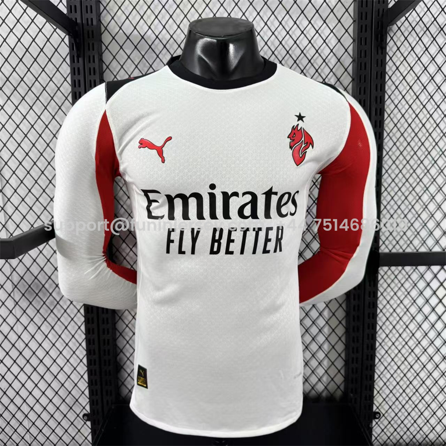 Funinjersey-AC Milan 25-26 Away White Long Sleeves Jersey - Player Version