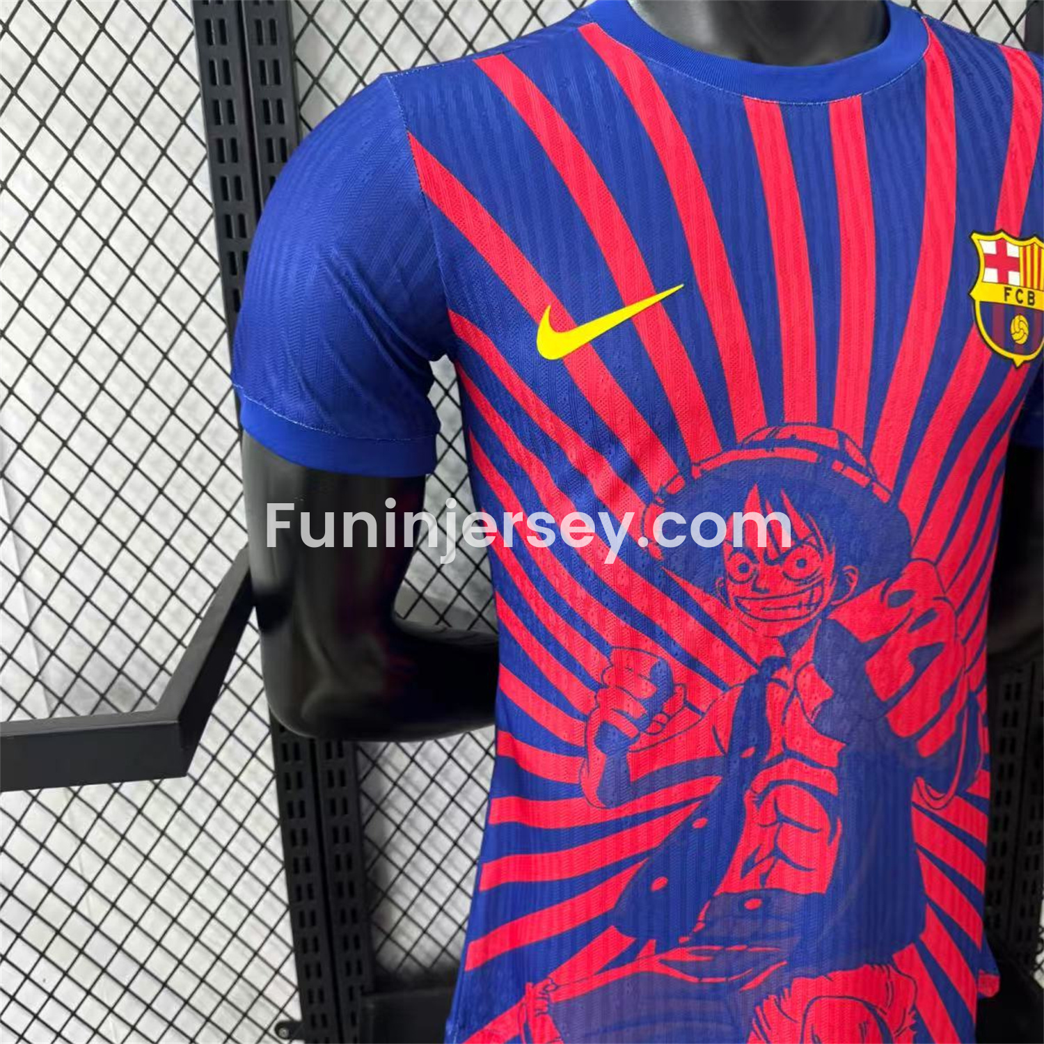 Funinjersey-Barcelona 25-26 One Piece Red Silhouette Special Blue Jersey - Player Version
