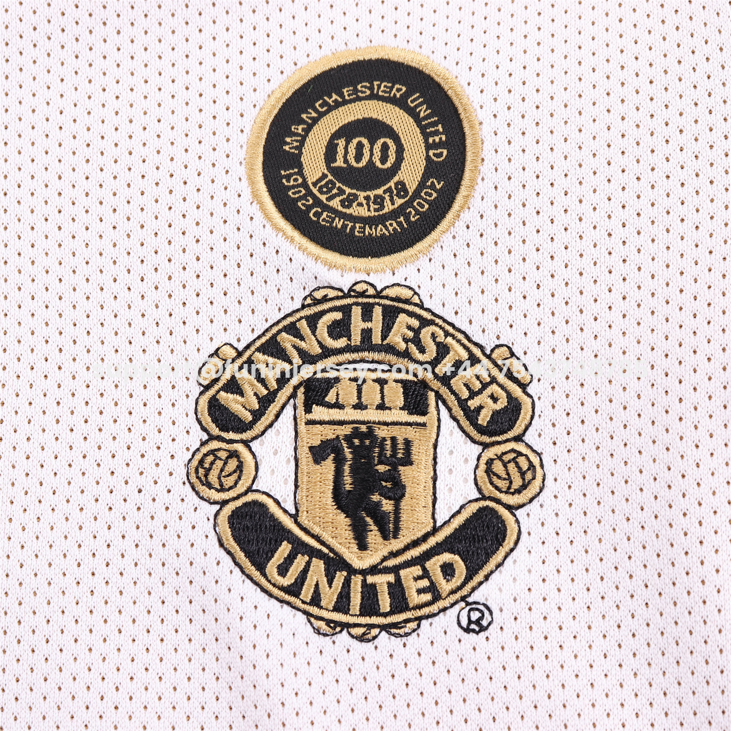 Funinjersey-Retro Manchester United 2001-02 100th Centery Kids Kit - White