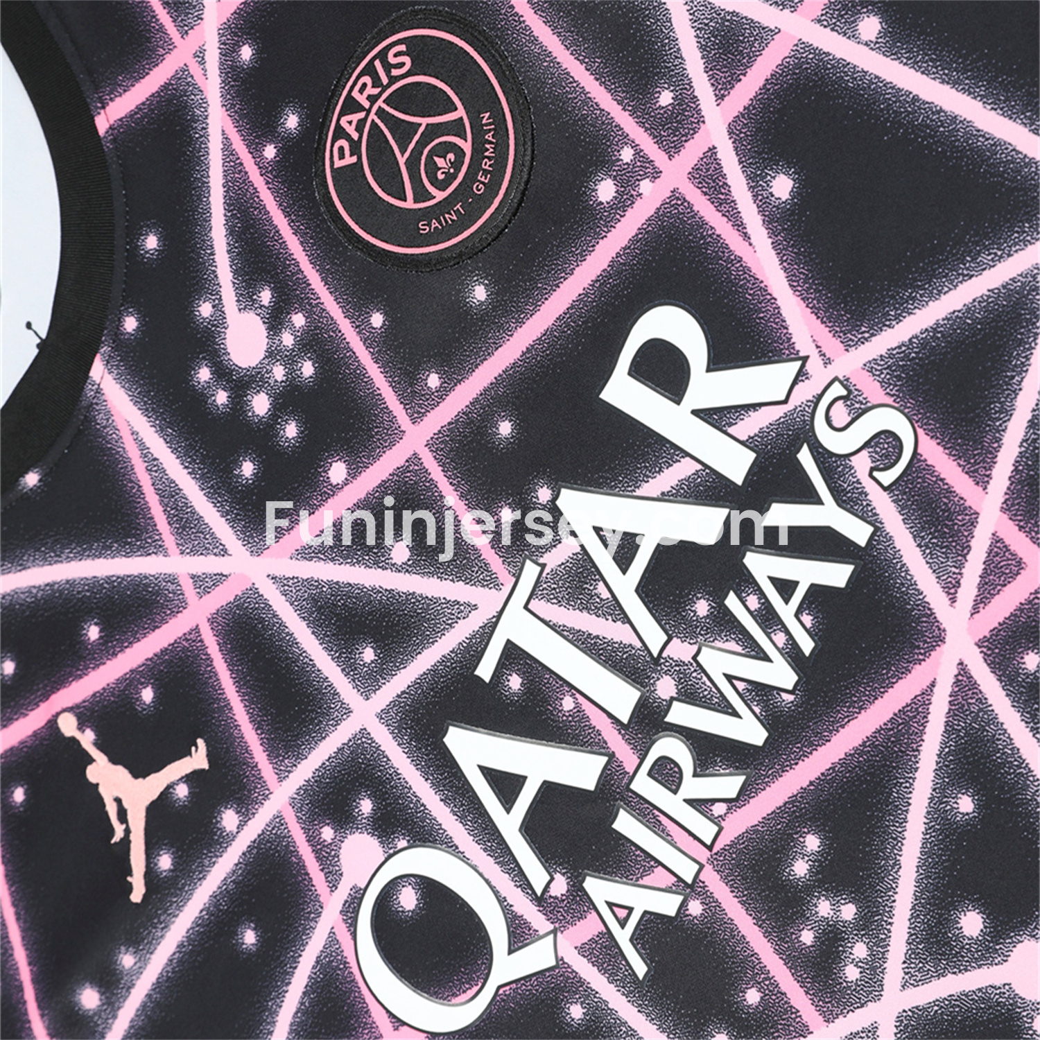 Funinjersey-Paris Saint-Germain PSG 25-26 Short-Sleeve Training Set - Pink Fluorescent Rays Black Top & Black Shorts