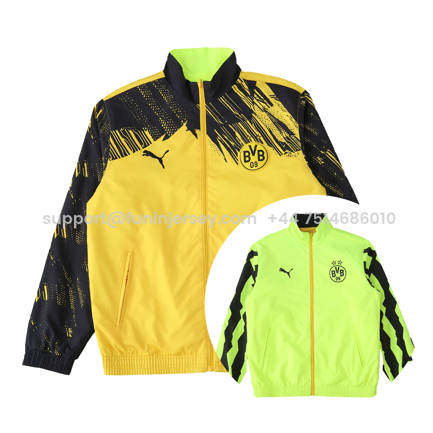 Funinjersey-Dortmund 25-26 Double Sided Reversible Windbreaker - Green & Yellow