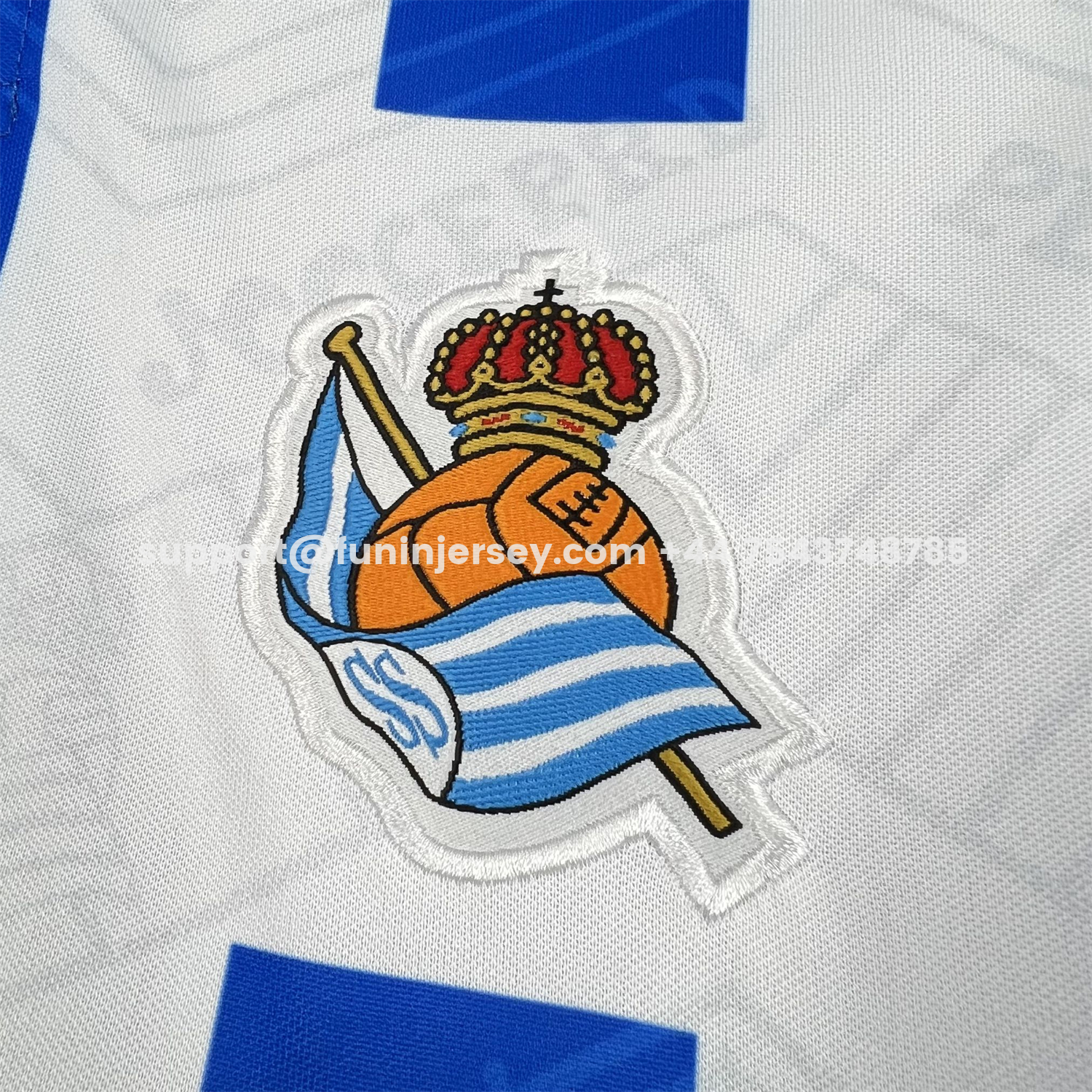 Funinjersey-Real Sociedad 25-26 White With Royal Blue Retro Style Special Jersey - Fans Version