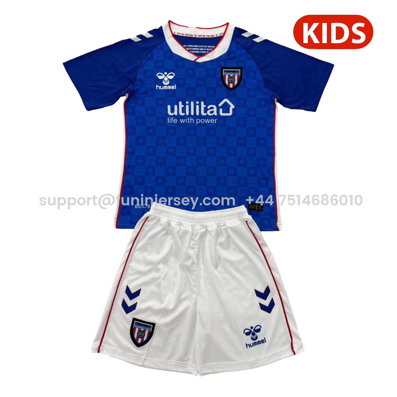 Funinjersey-Sunderland 25-26 Away Kids Kit