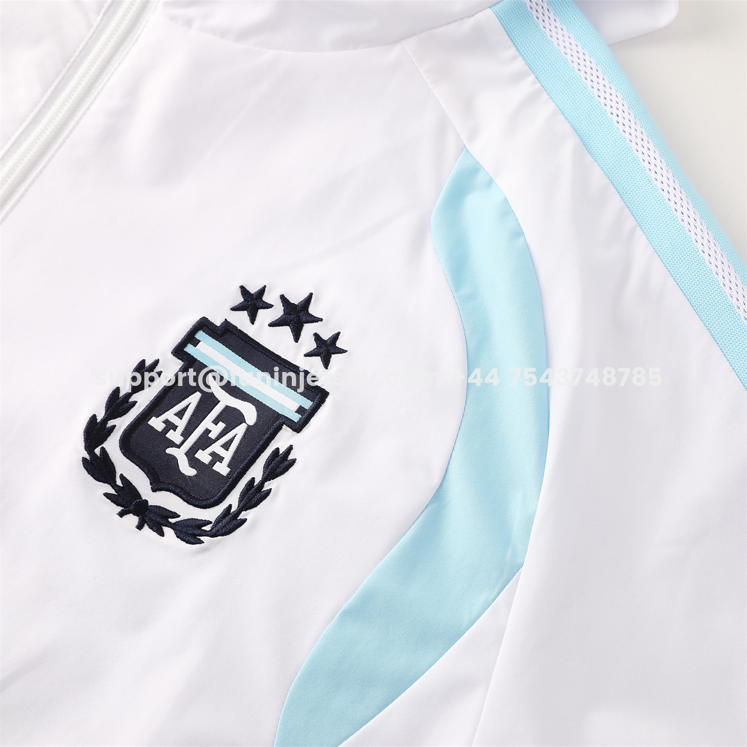 Funinjersey-Argentina 2026 Hooded Windbreaker Training Set - White Top & Dark Blue Pants