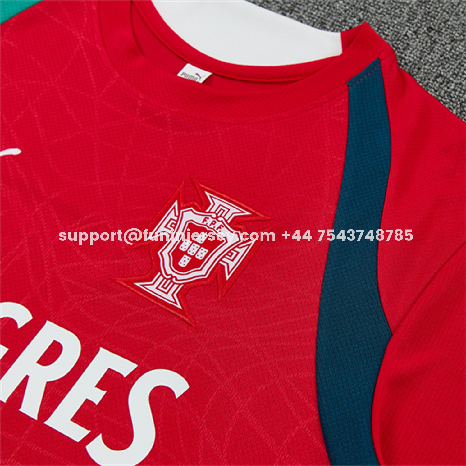 Funinjersey-Portugal 2026 Short-Sleeve Training Set - Colors Top & Dark Blue With Red Stripe Pants