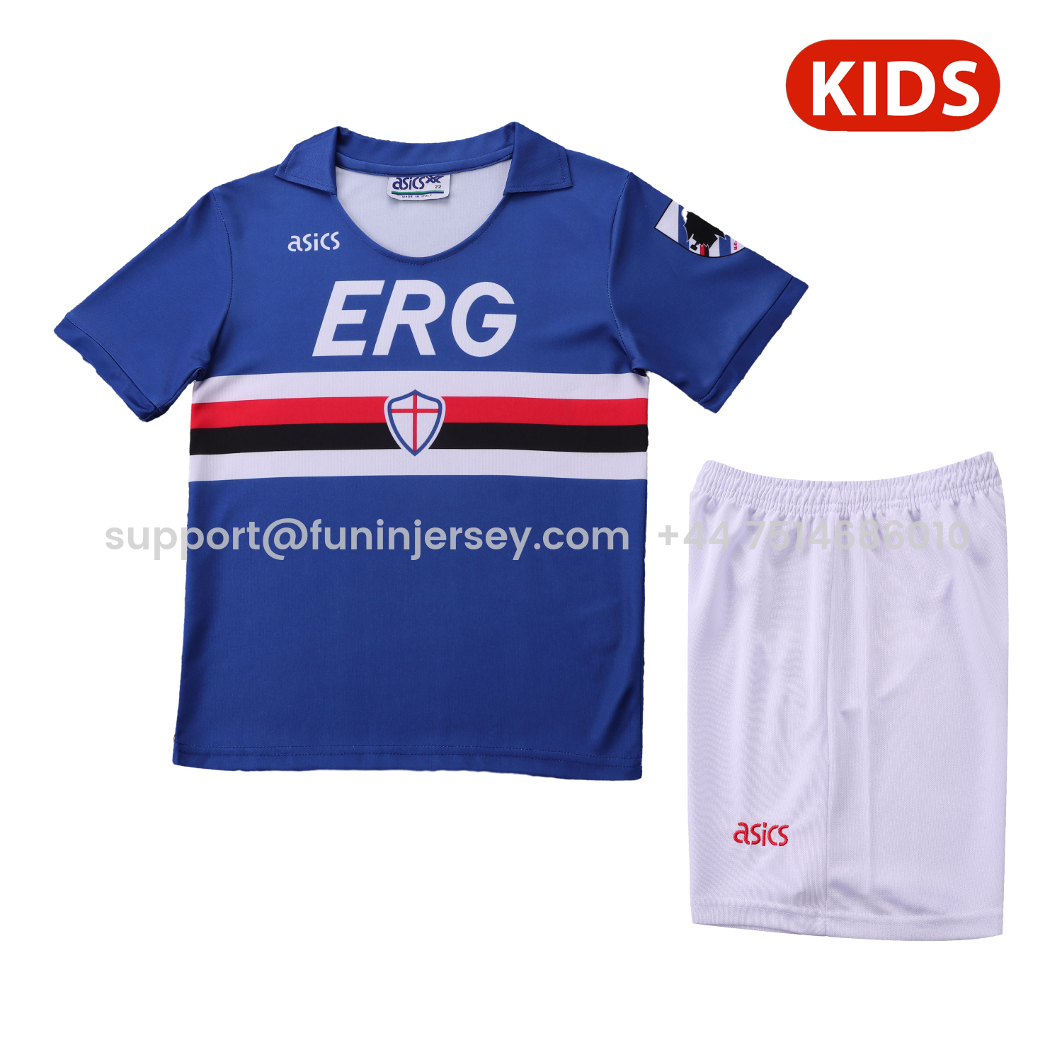 Funinjersey-Retro Sampdoria 1990-91 Home Kids Kit
