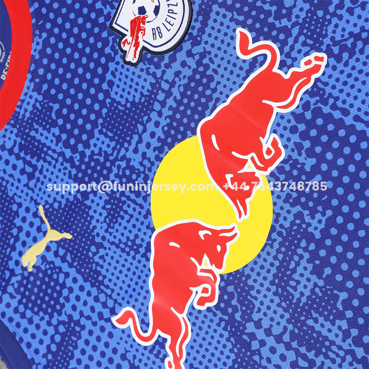 Funinjersey-RB Leipzig 25-26 Vest Training Set - Blue With Red Top & Dark Blue Pants