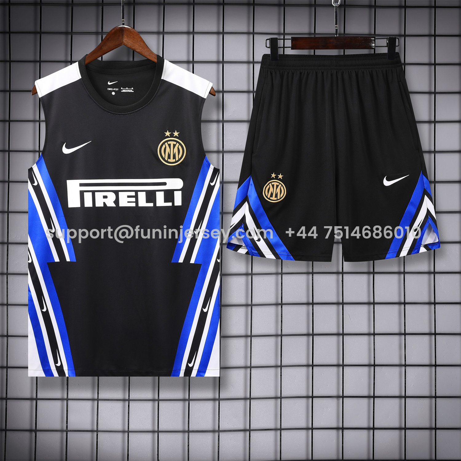 Funinjersey-Inter Milan 25-26 Vest Training Set - Black Vest & Black Shorts