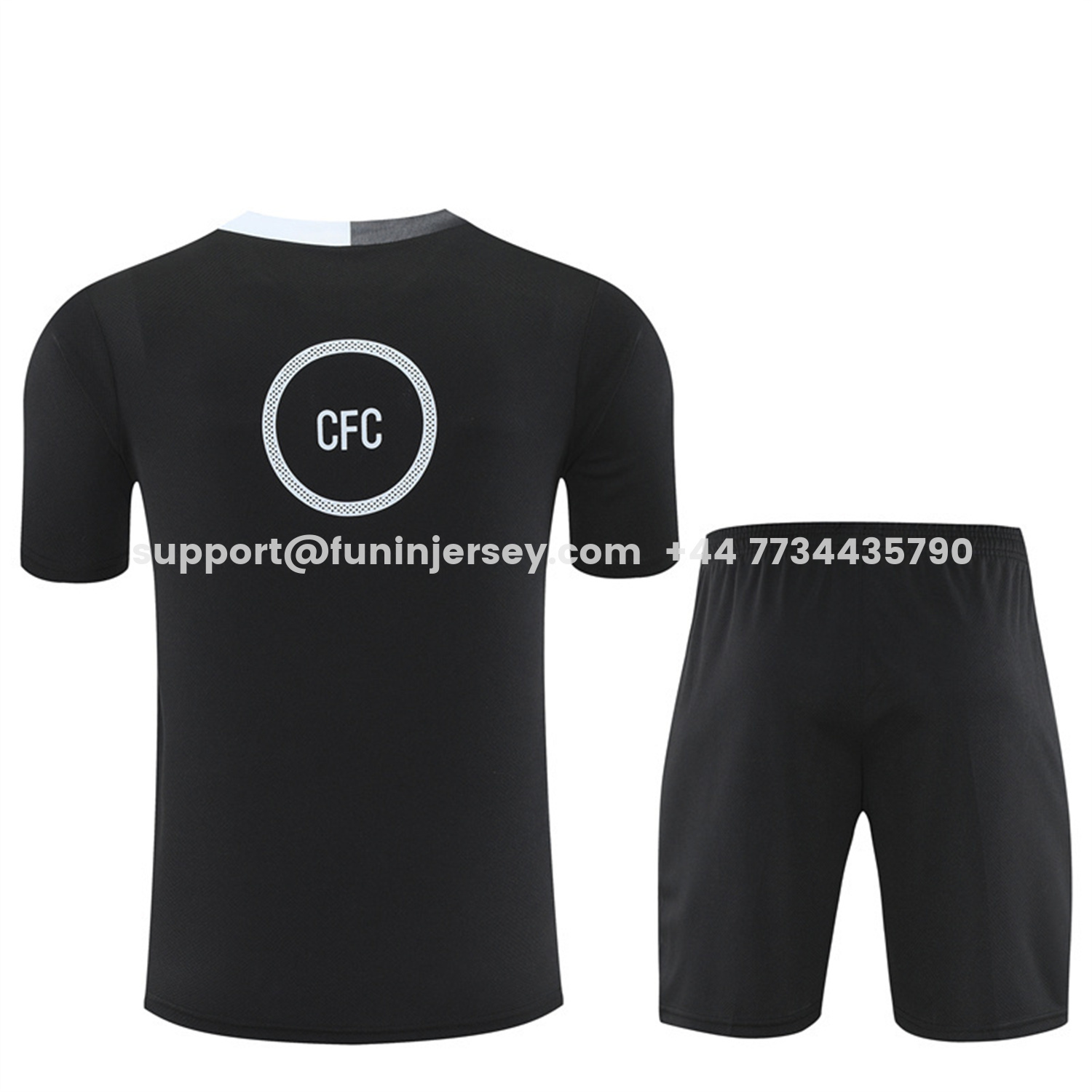 Funinjersey-C.H.E.L.S.E.A 25-26 Kids Short-Sleeve Training Set - Black Top & Black Shorts