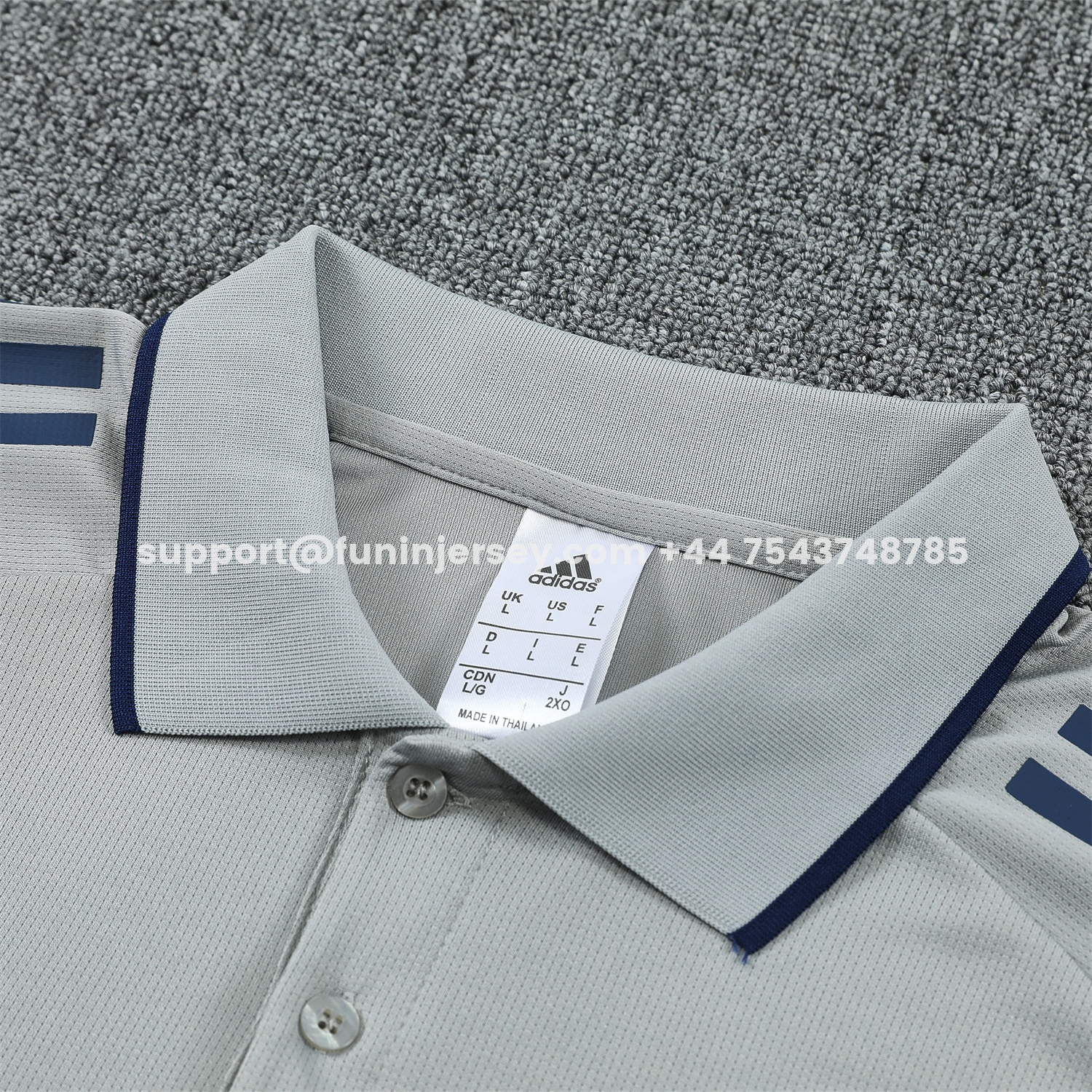 Funinjersey-Arsenal 25-26 POLO Short-Sleeve Training Set - Grey Top and Deep Blue Pants