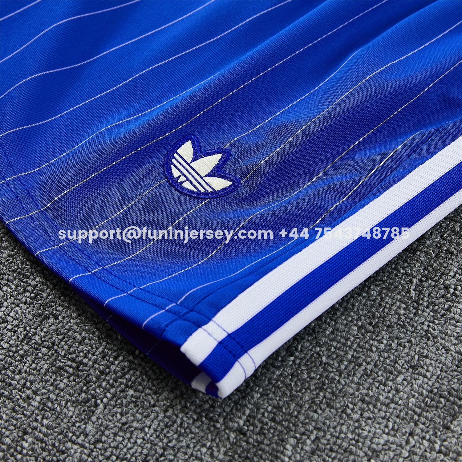 Funinjersey-C.H.E.L.S.E.A 25-26 Retro Style Short-Sleeve Training Set - White Top & Blue Stripes Pants