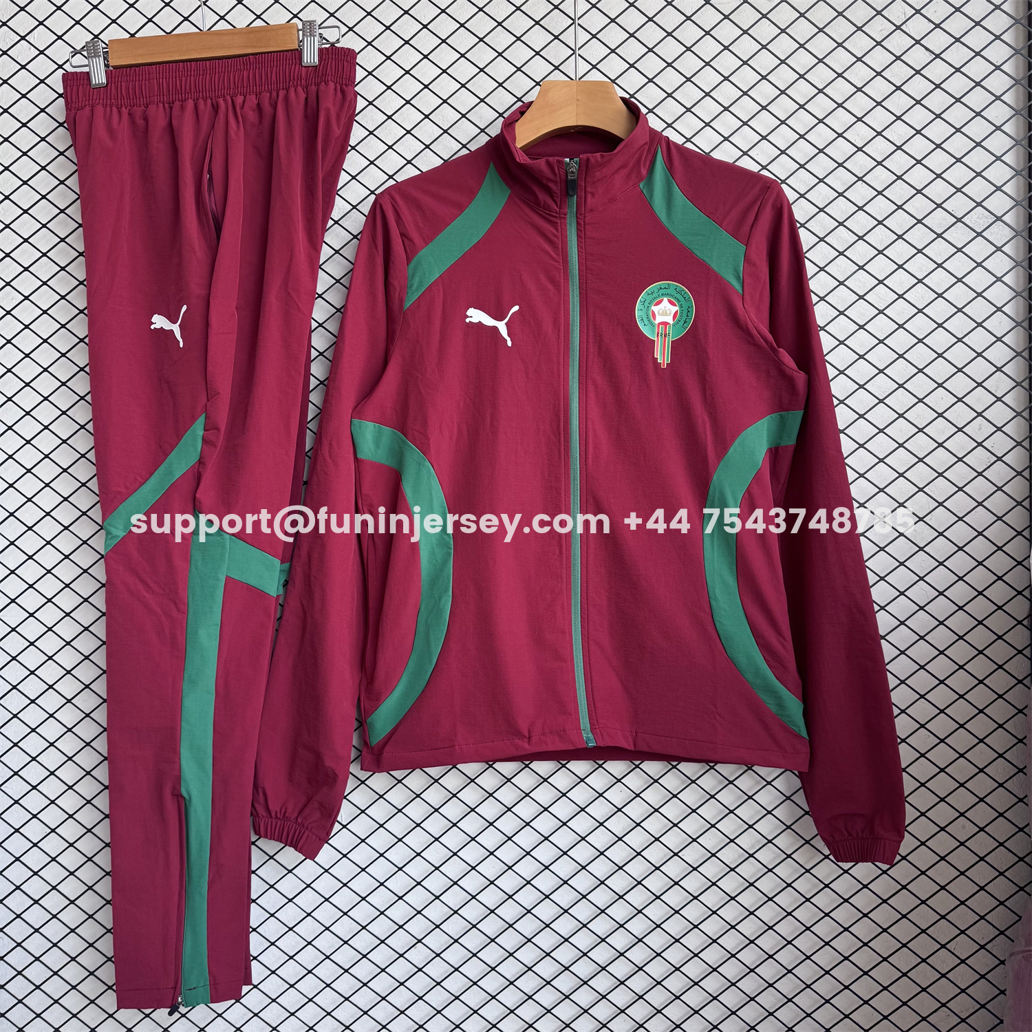 Funinjersey-Morocco 2026 Windbreaker Training Set - Red With Green Top and Pants