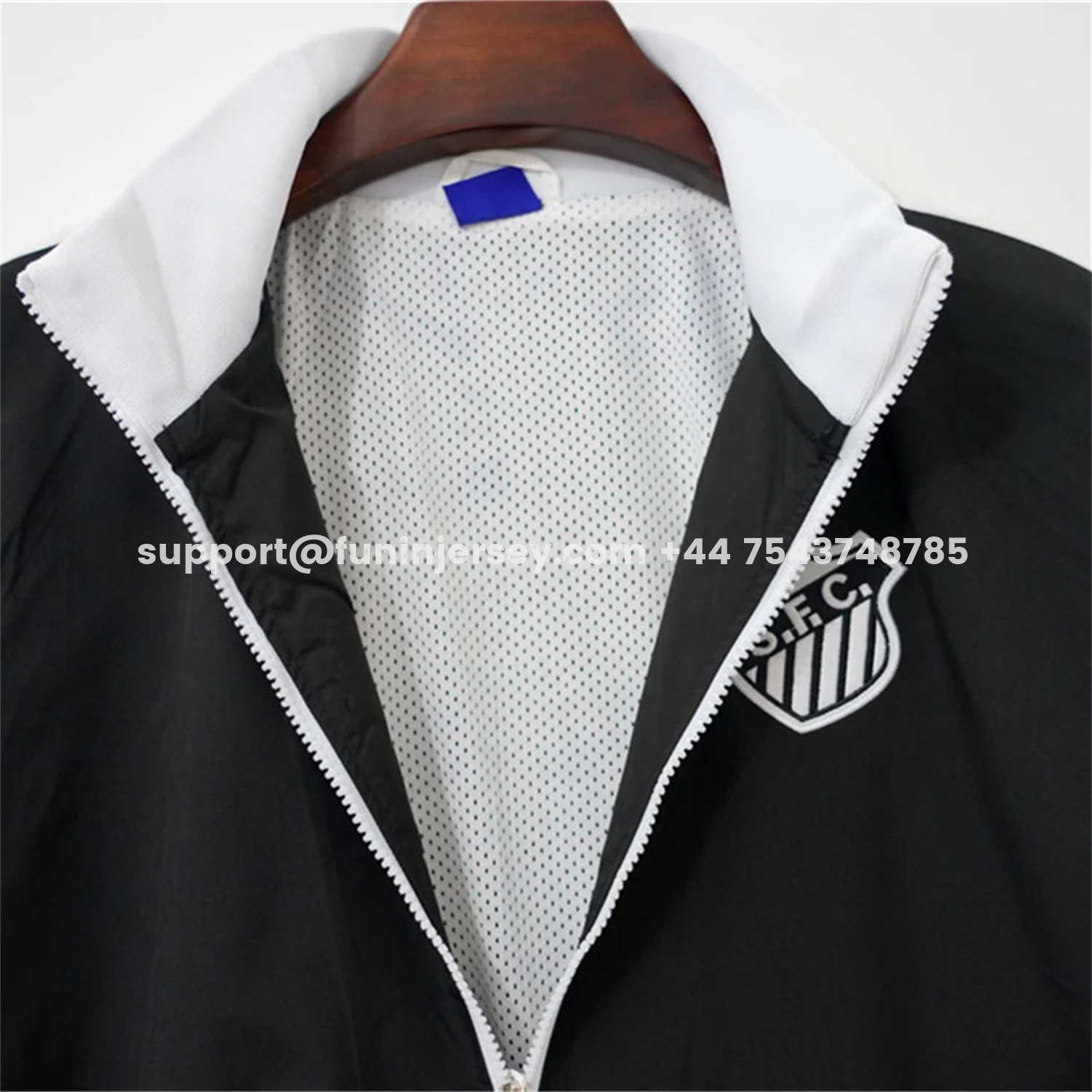 Funinjersey-Santos 26-27 Black With White Edges Windbreaker Jacket