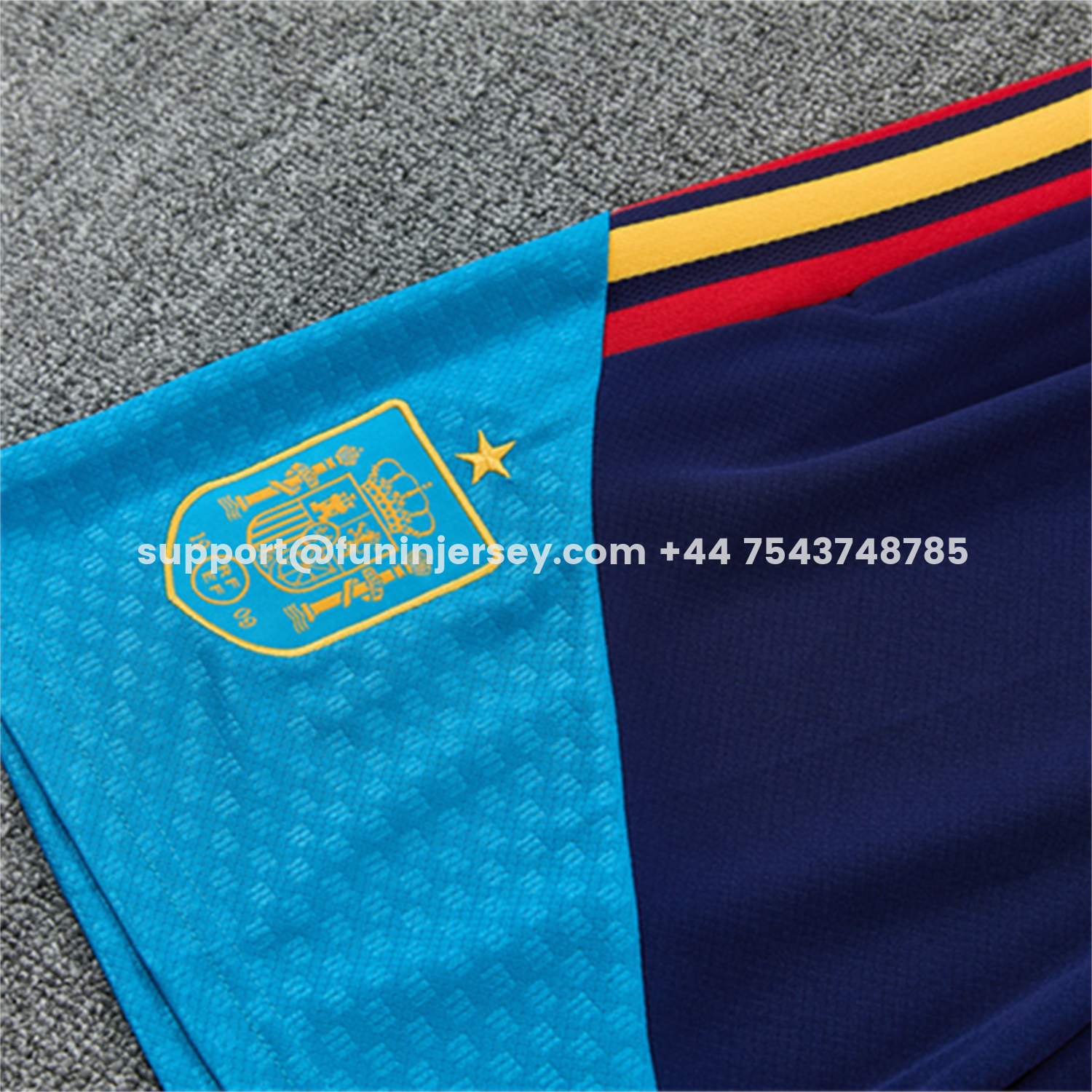Funinjersey-Spain 2026 Kids Short-Sleeve Training Set - Royal Blue And Yellow Top & Royal Blue Shorts