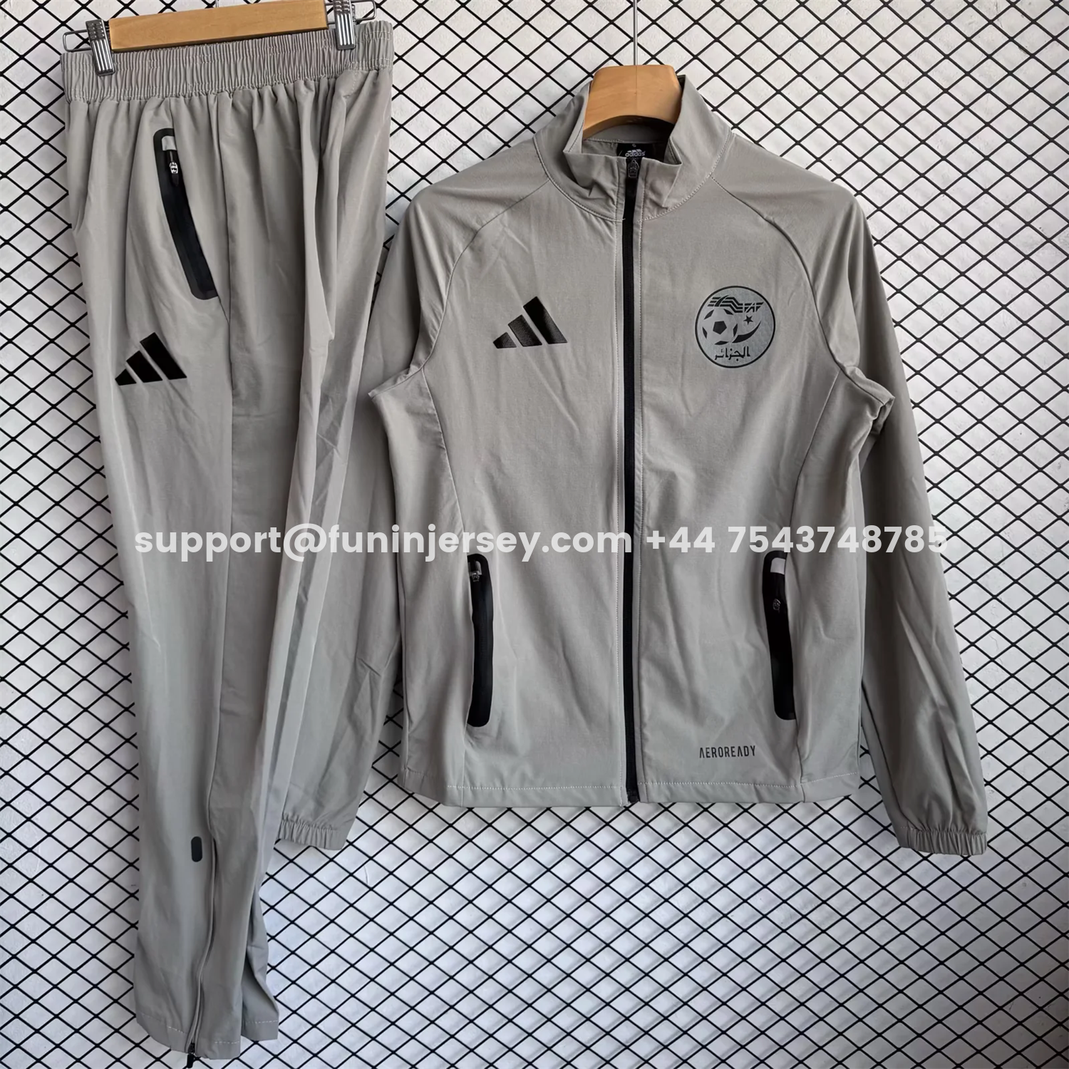 Funinjersey-Algeria 25-26 Windbreaker Training Set - Grey Top and Pants