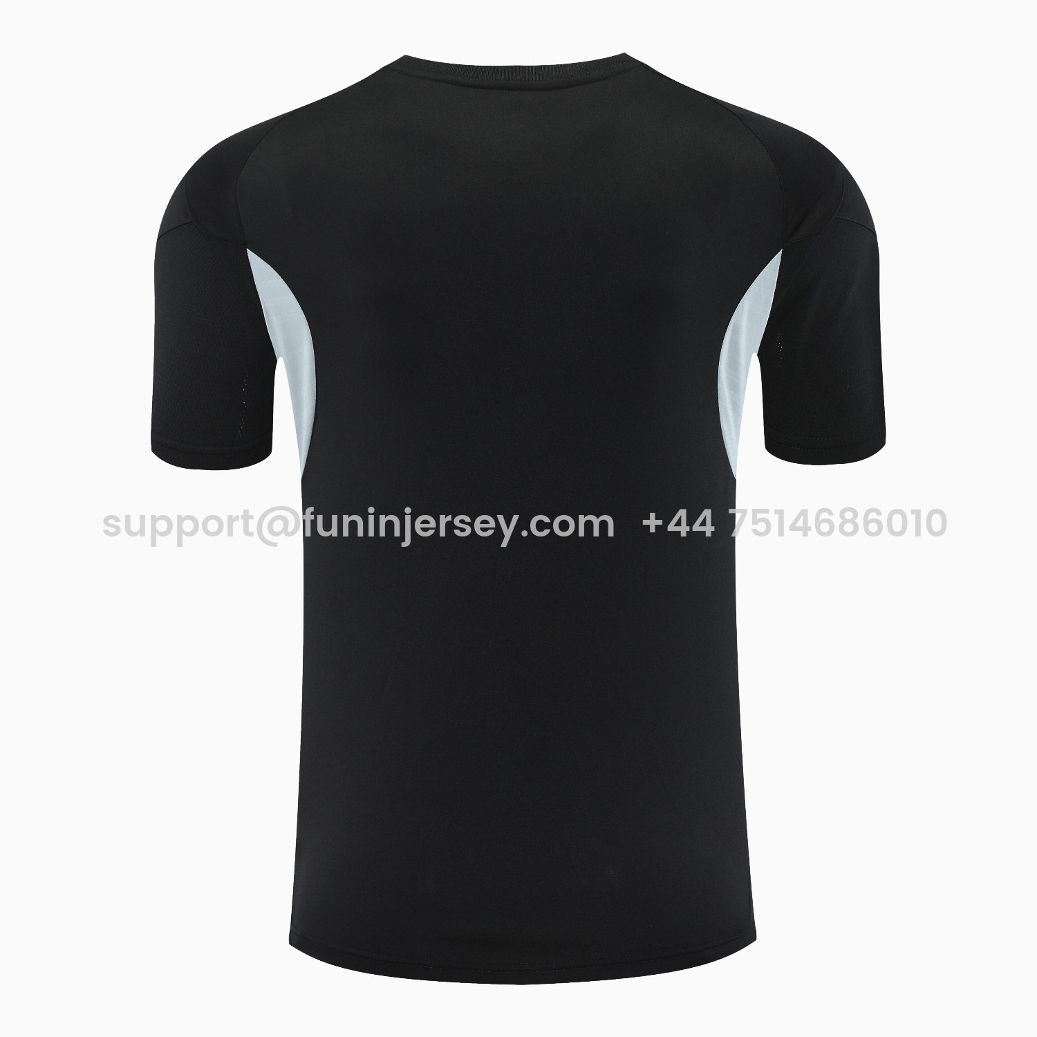 Funinjersey-INT M.A.M 25-26 Short-Sleeve Training Set - Light Grey Stripes Black Top & Black Shorts