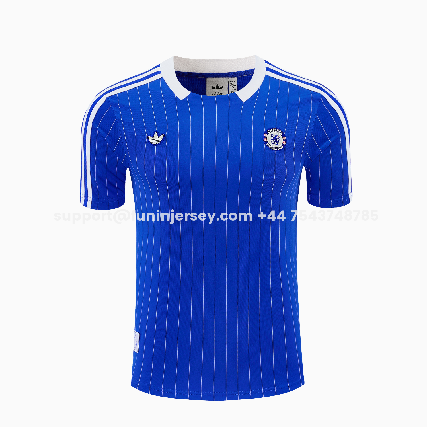Funinjersey-C.H.E.L.S.E.A 25-26 Retro Style Short-Sleeve Training Set - Blue Top & White Pants