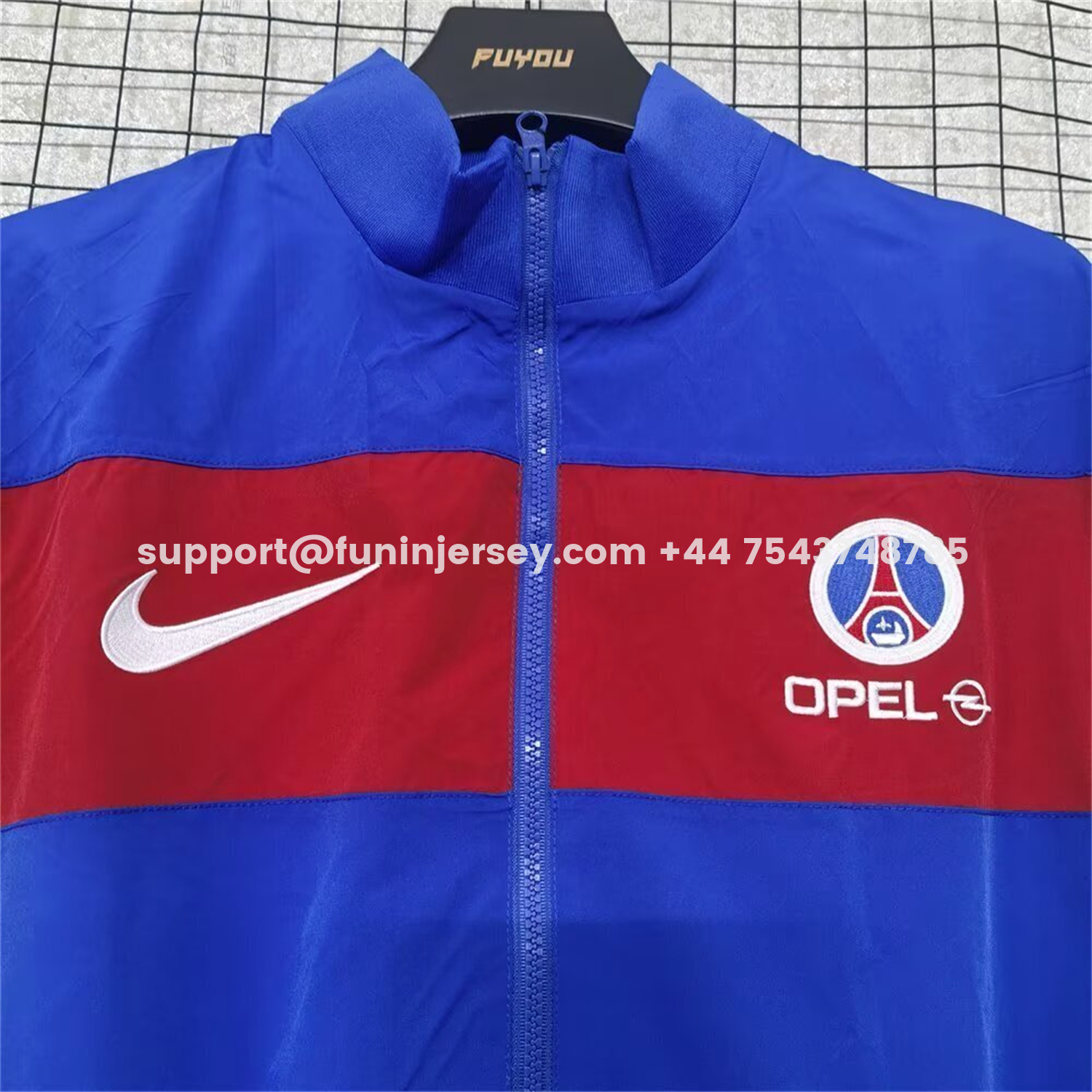 Funinjersey-Retro Paris Saint-Germain PSG 1996-97 Red Blue Windbreaker Jacket