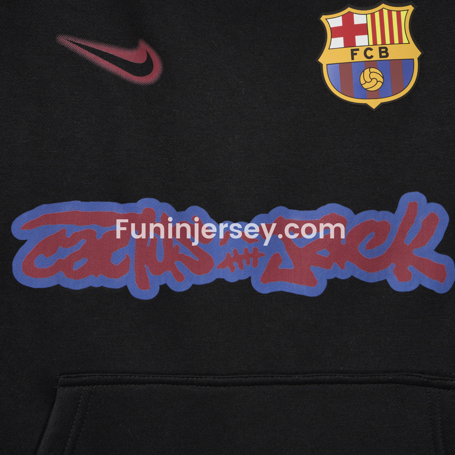 Funinjersey-Barcelona x Travis Scott Black Unisex Pullover Hoodie
