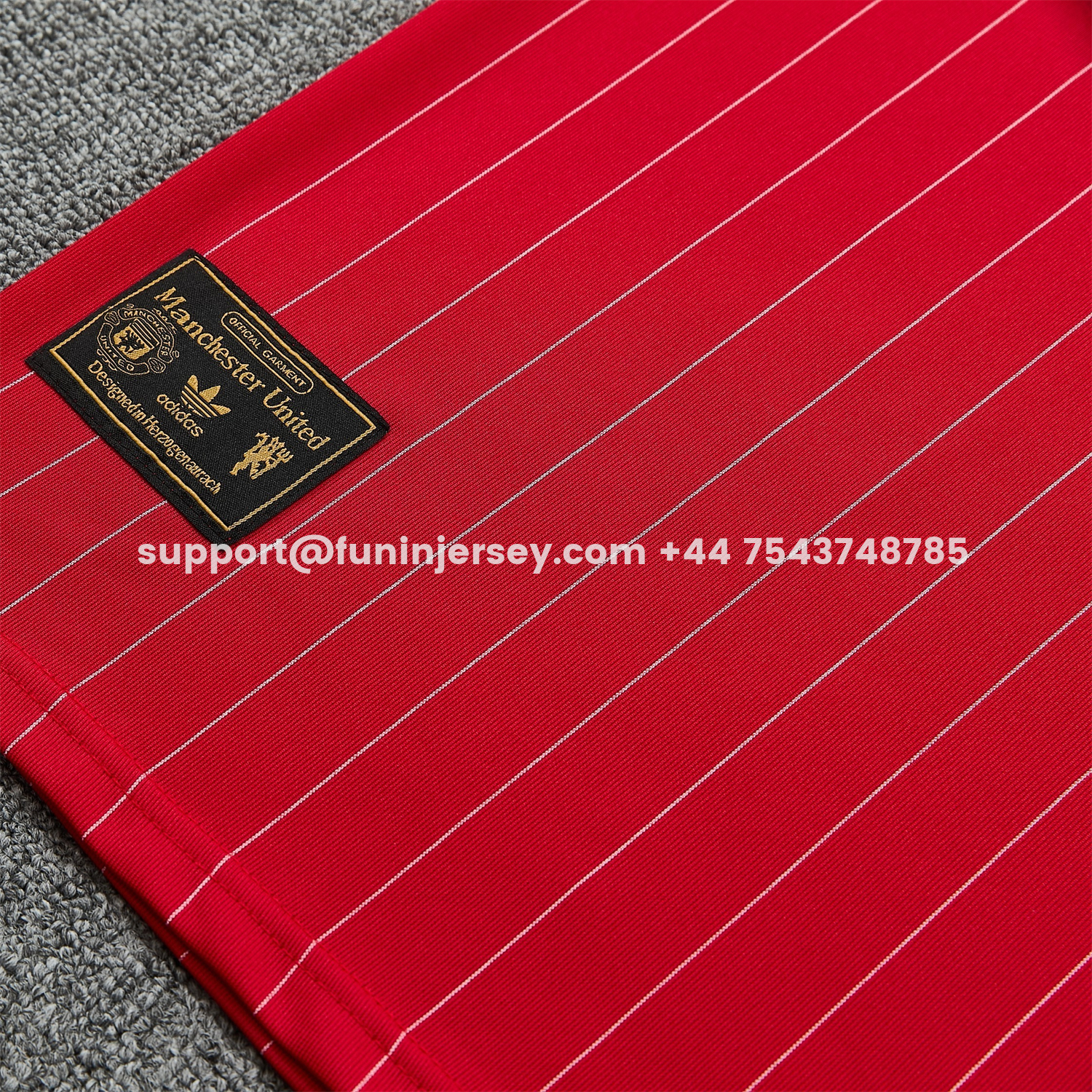 Funinjersey-Manchester United 25-26 Retro Style Vest Training Set - Red With White Stripes Top & Pants