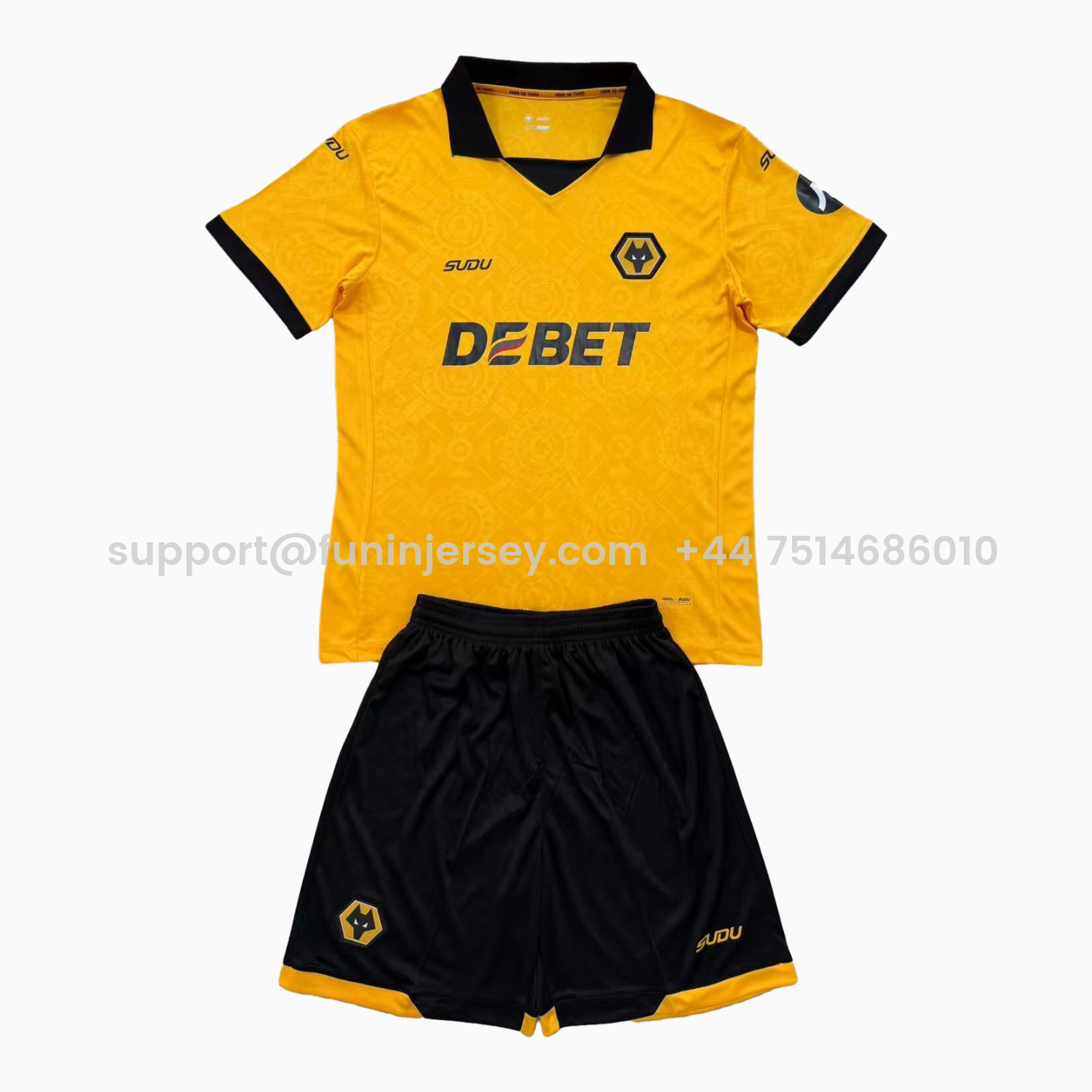 Funinjersey-Wolverhampton Wanderers Wolves 25-26 Home Men's Adult Jersey Set - Fans Version
