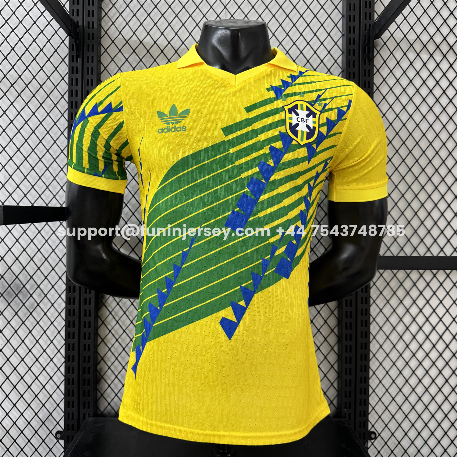 Funinjersey-Brazil 2026 Blue-Green Stripes Yellow Special Jersey - Player Version
