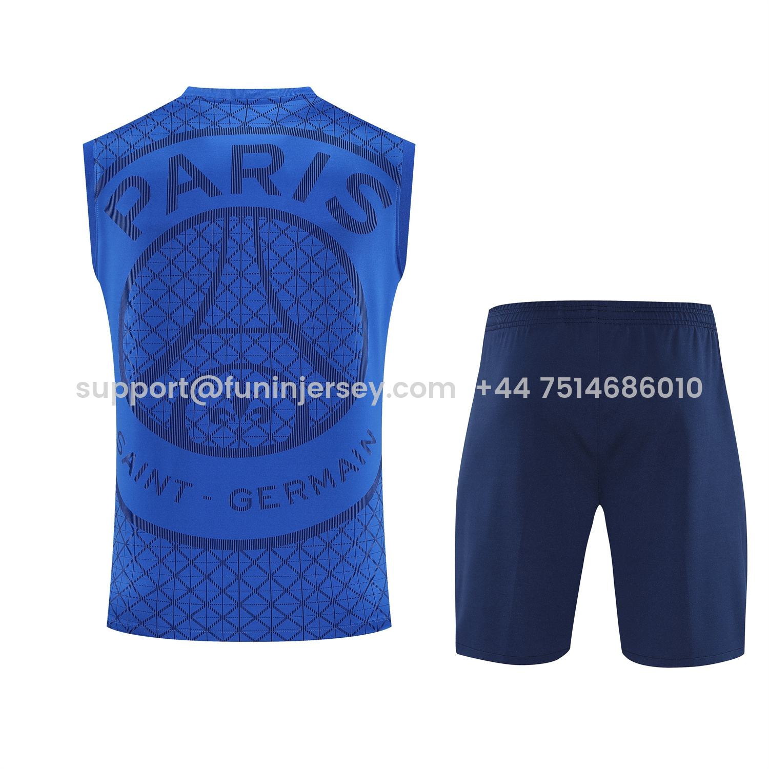 Funinjersey-Paris Saint-Germain PSG 25-26 Vest Training Set - Ocean Blue Vest & Deep Blue Shorts