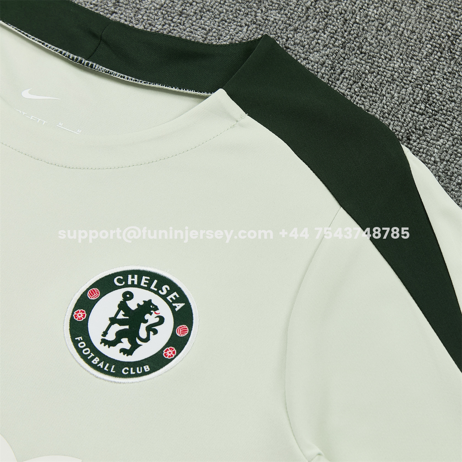 Funinjersey-C.H.E.L.S.E.A 25-26 Short-Sleeve Training Set - Light Gray With Dark Green Accents Top & Dark Green Pants