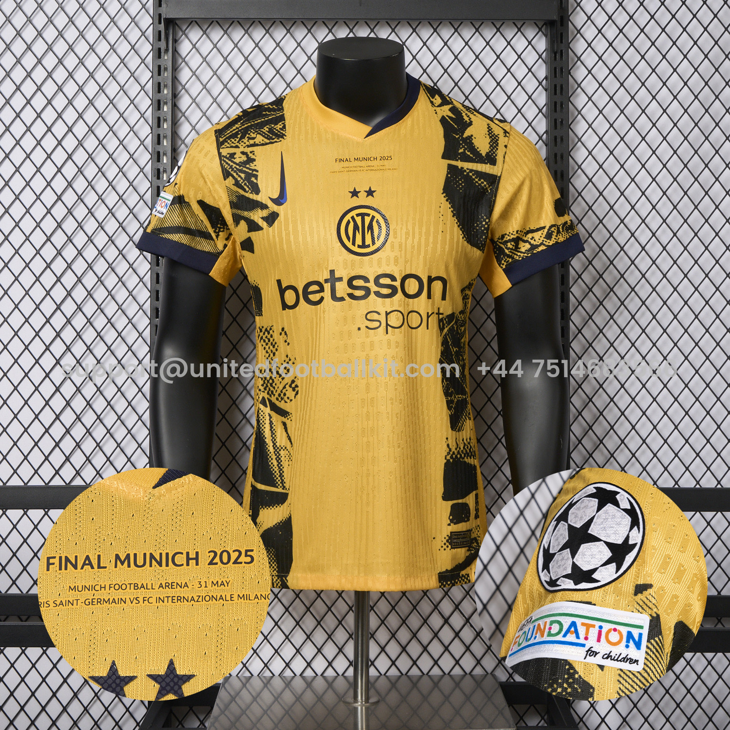 Unitedfootballkit.com | Inter Milan 24-25 Third Champions League Final Jersey - Player Version -Customize Name, Number and Patch | Worldwide Shipping